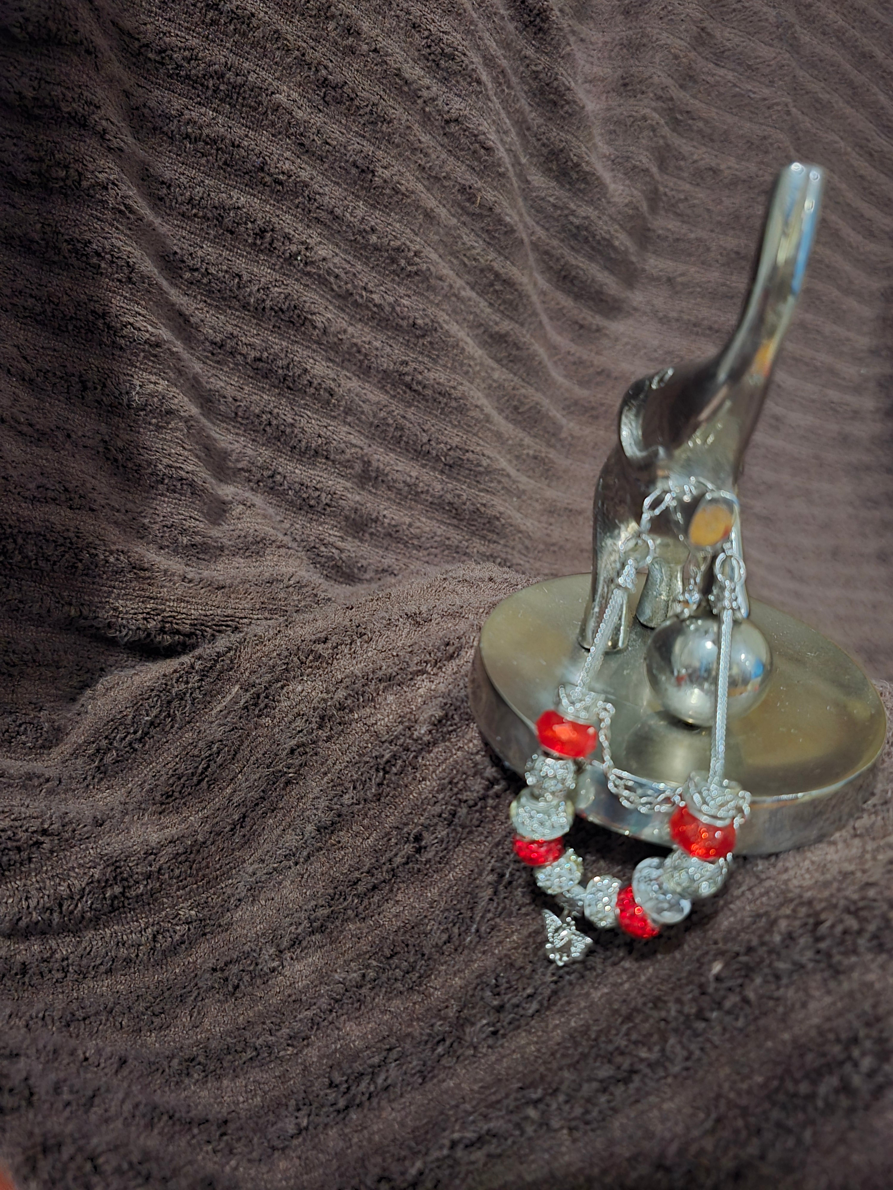 #04 Beaded "Red & White Eagle" Snake Chain Bracelet