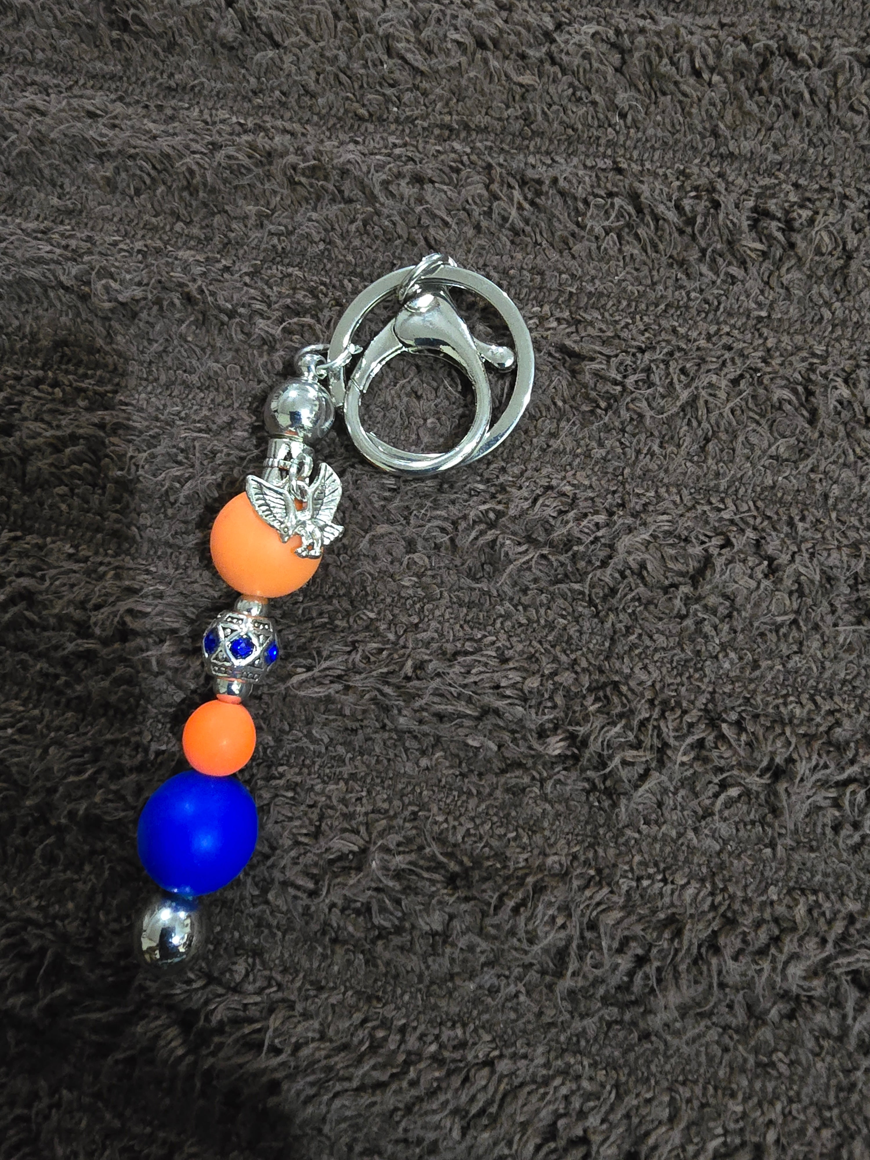 #11 Beaded "Eagles Blue & Orange" Key Chain