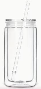 16 oz Acrylic Snow Globe Tumbler w/Straw