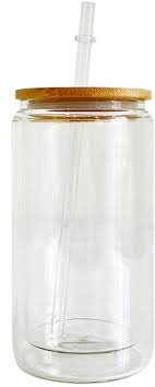 16 oz Glass Snow Globe Tumbler Blank w/Straw