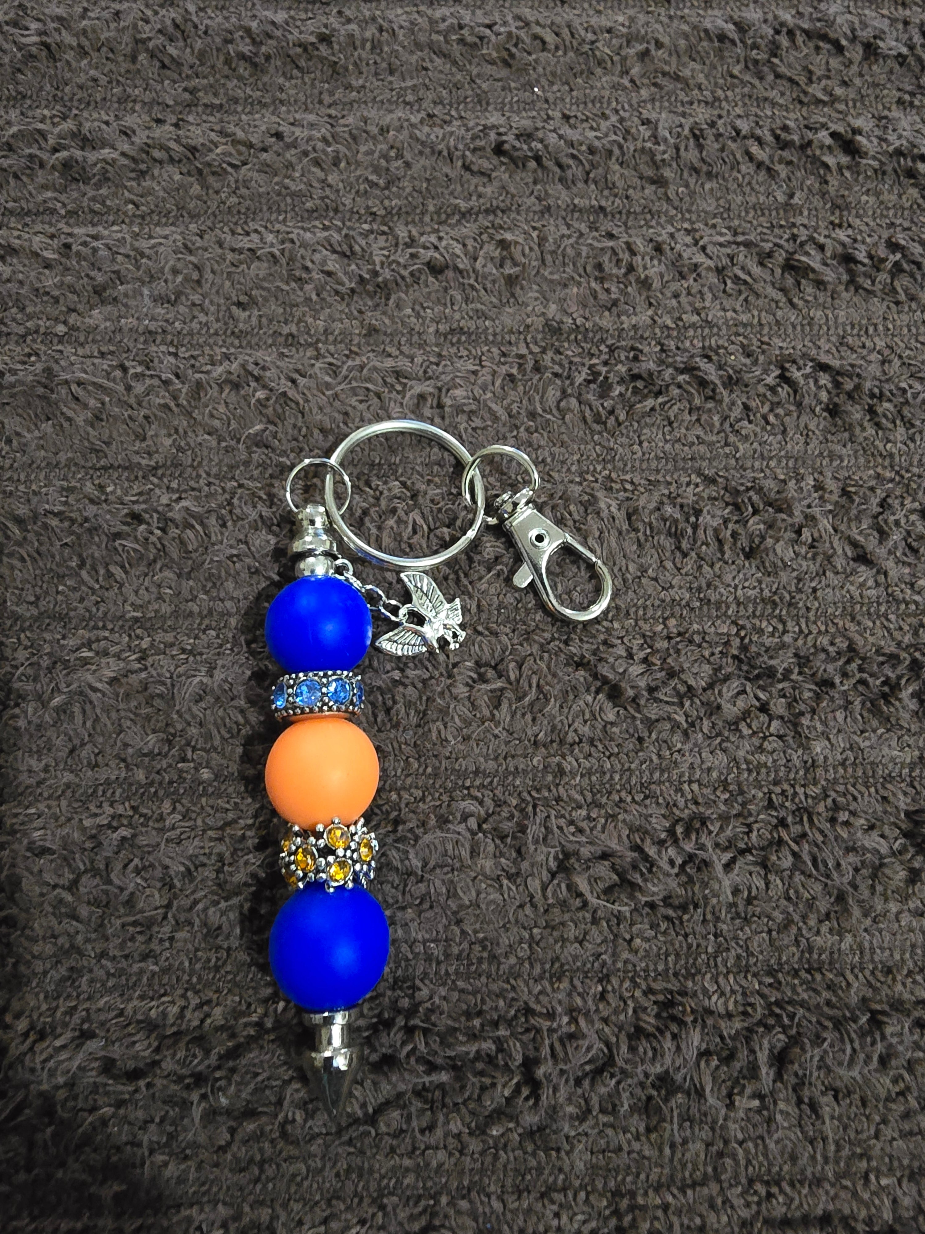 #17 Beaded "Orange & Blue Glam" Key Chain
