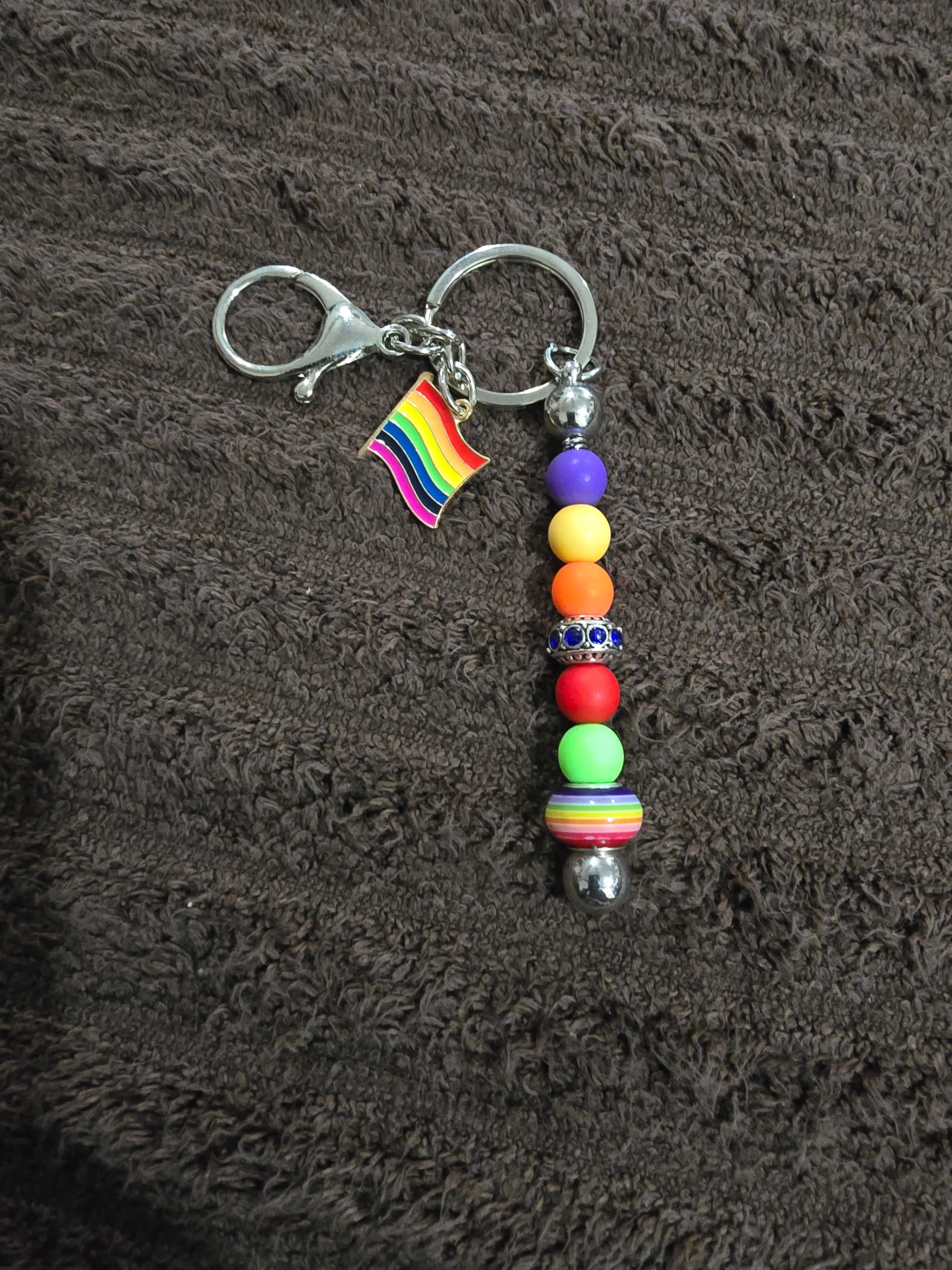 #18 Beaded "Rainbow Pride Flag" Key Chain