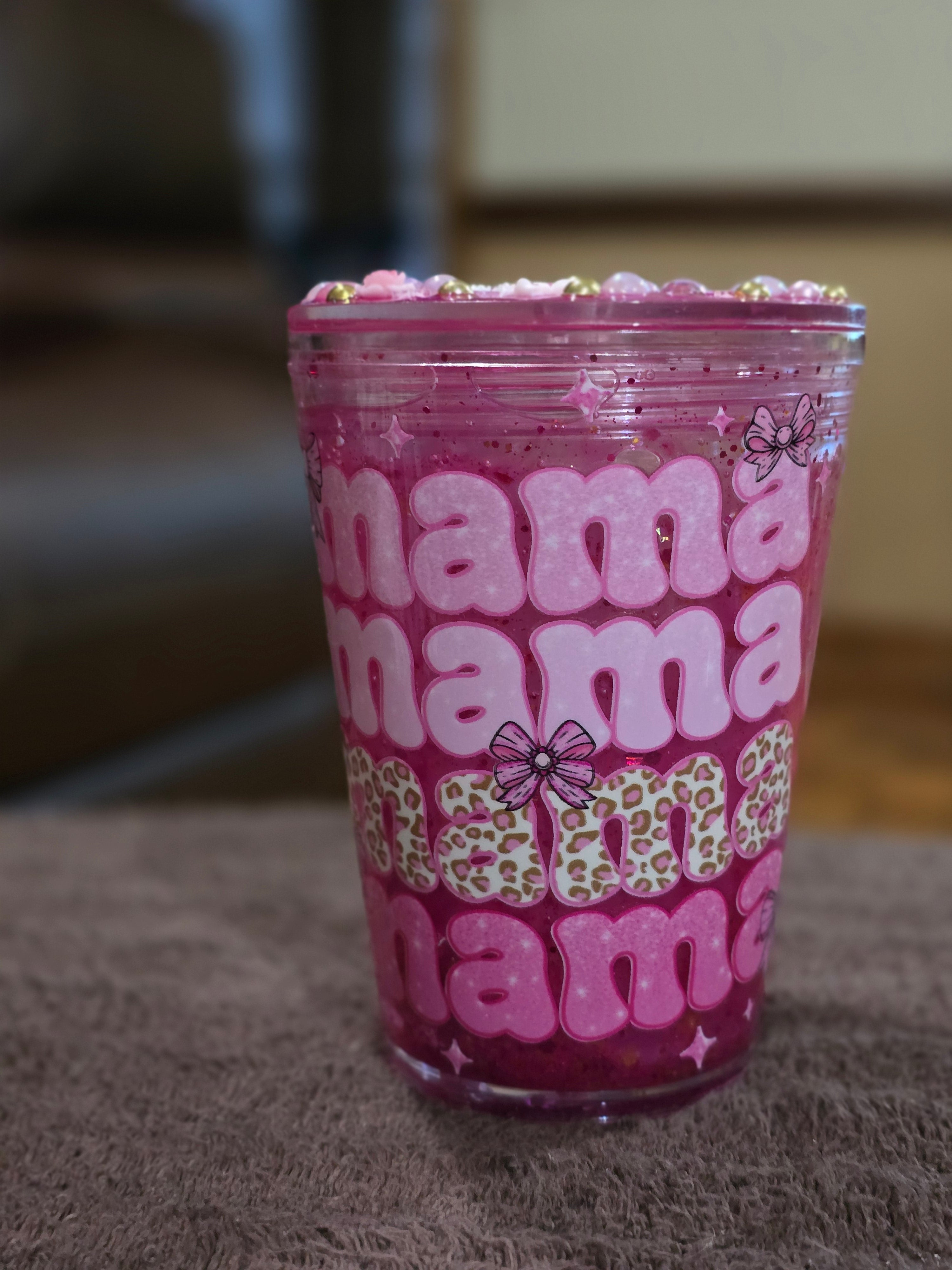 12oz Acrylic "Mama" Snow Globe Tumbler