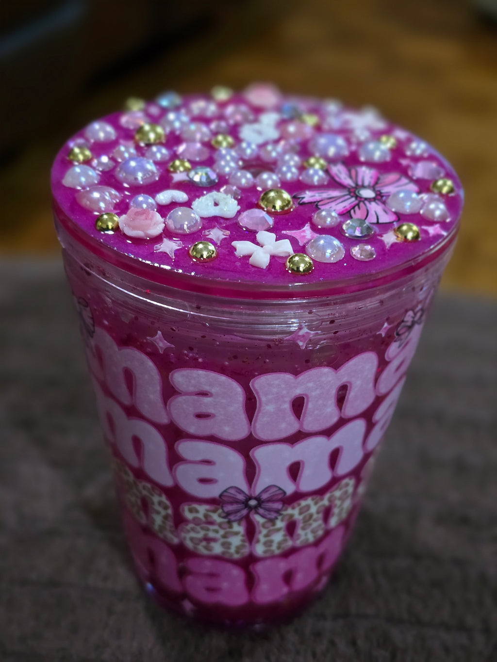 12oz Acrylic "Mama" Snow Globe Tumbler