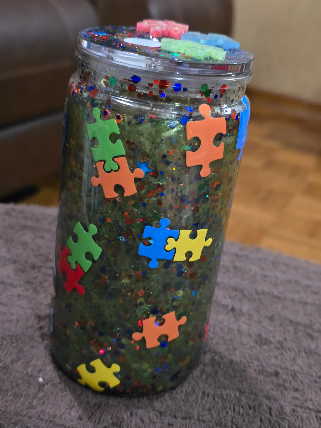 16oz Acrylic "Autism Sneakers" Snow Globe Tumbler