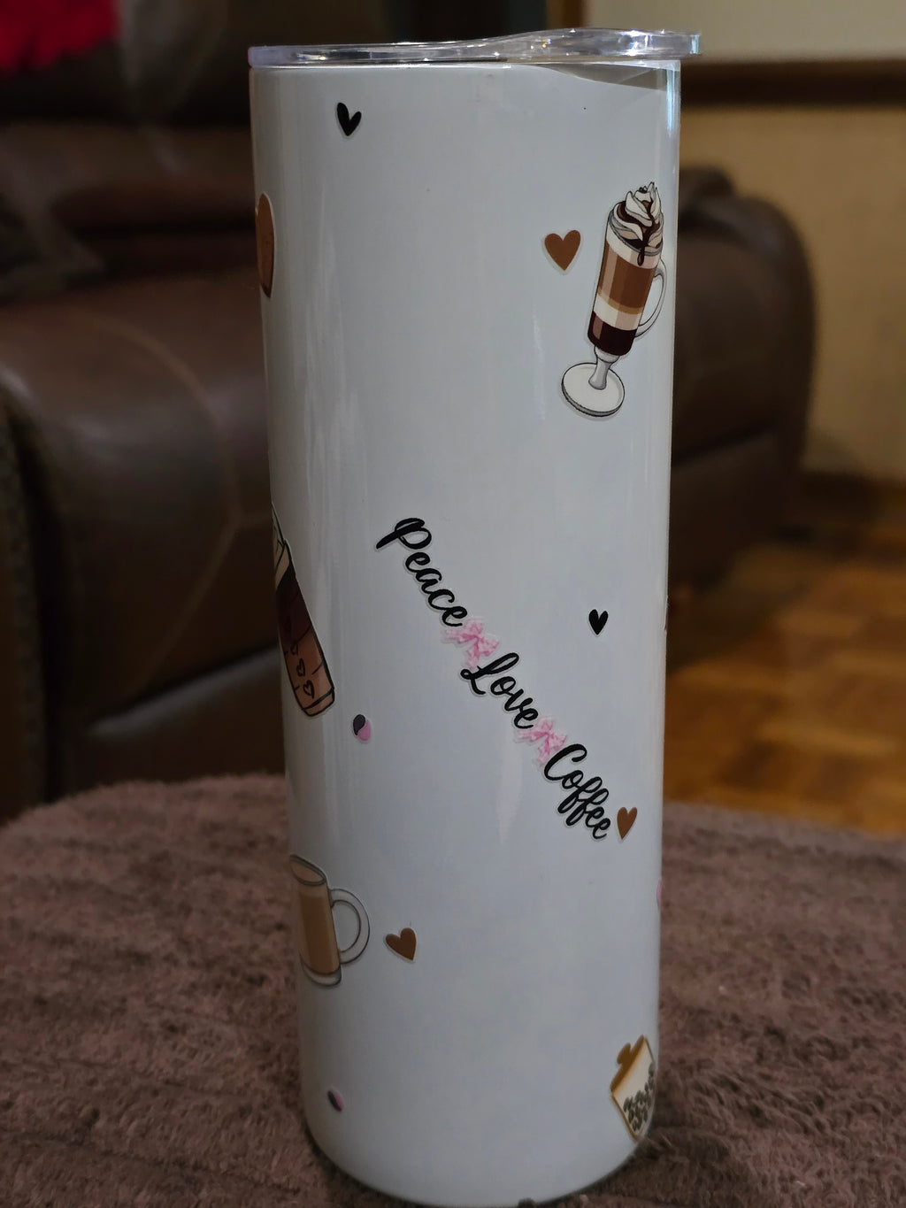 Tall Skinny 20oz "But first Coffee" White Stainless-Steel Tumbler