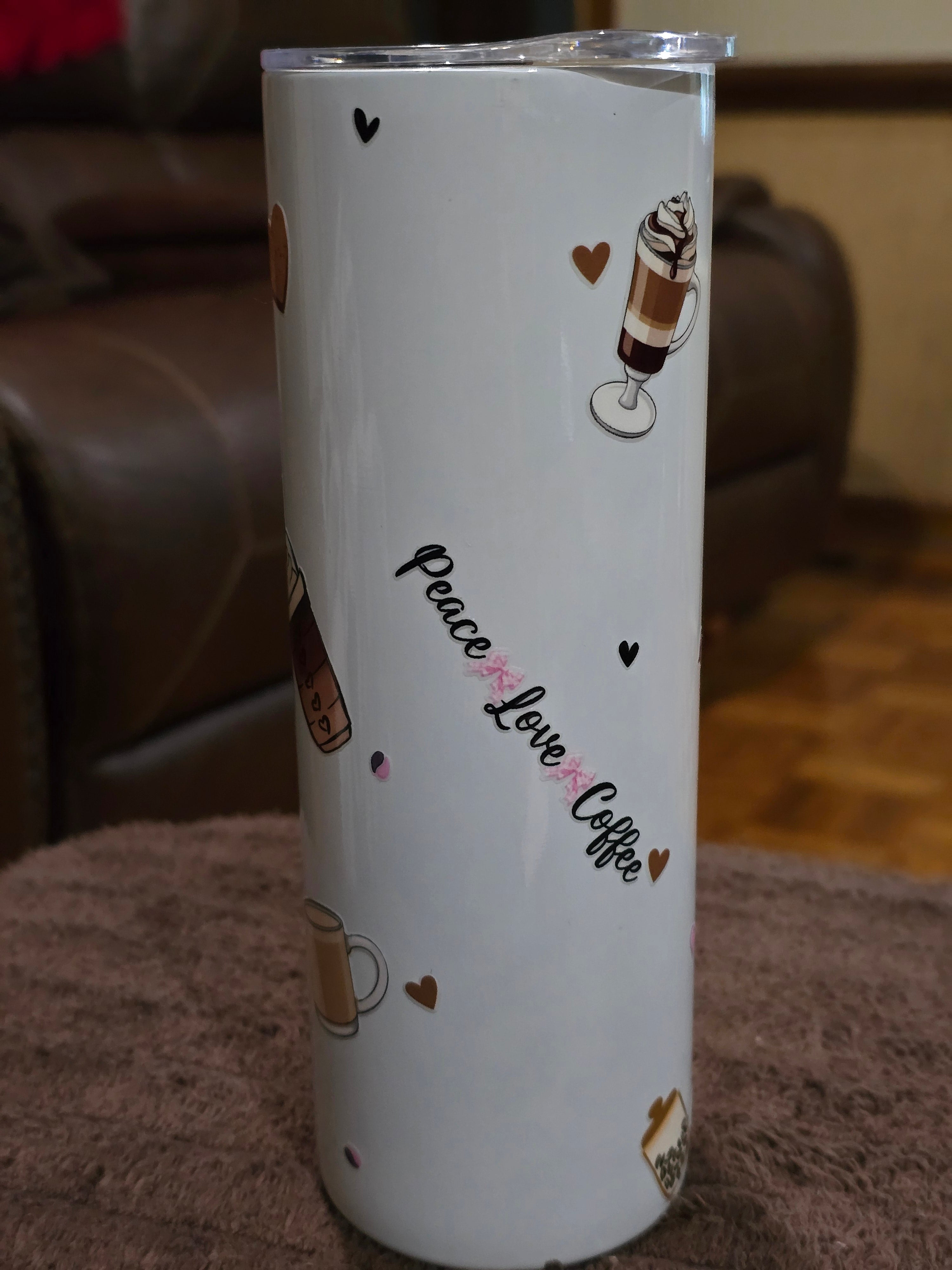 Tall Skinny 20oz "But first Coffee" White Stainless-Steel Tumbler