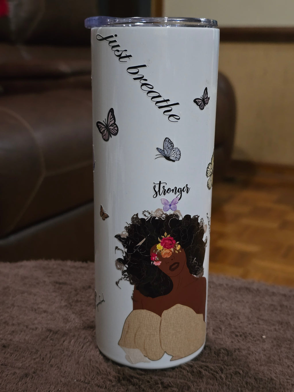 Tall Skinny 20oz "She Is Strong" White Stainless-Steel Tumbler
