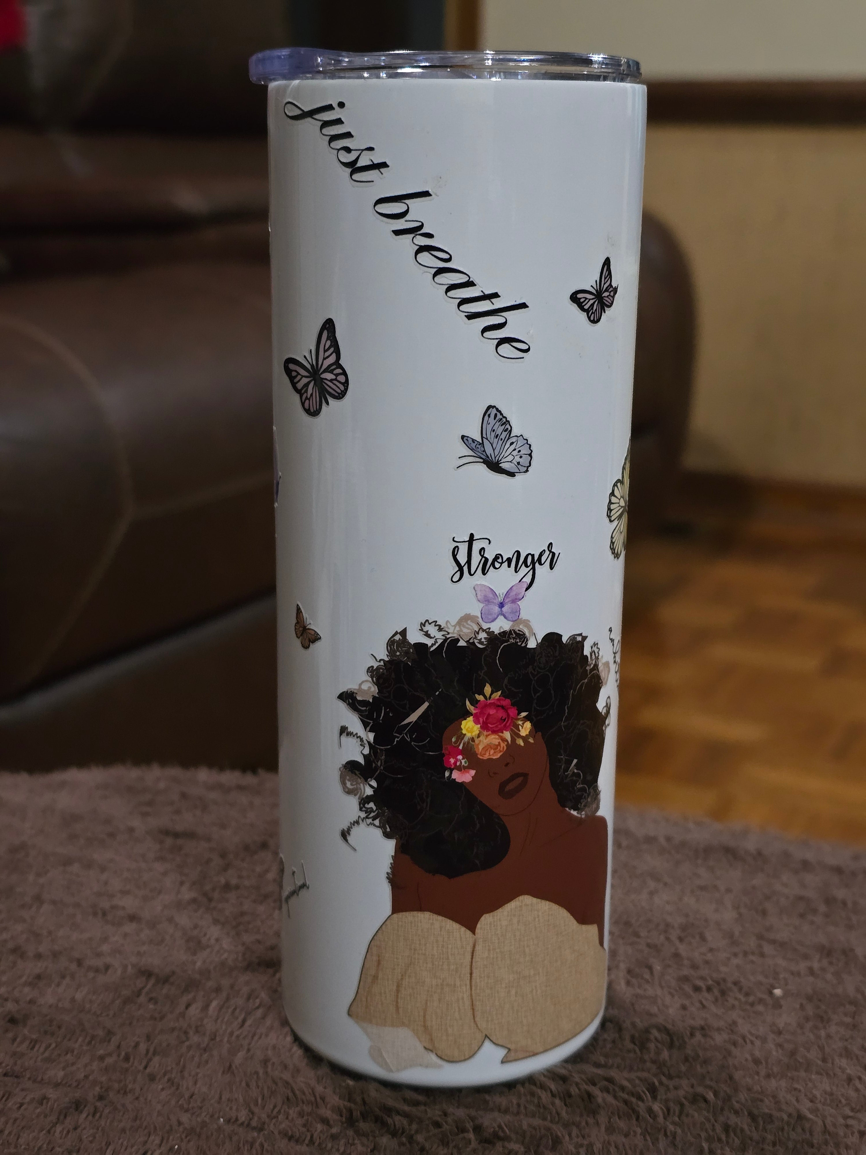 Tall Skinny 20oz "She Is Strong" White Stainless-Steel Tumbler