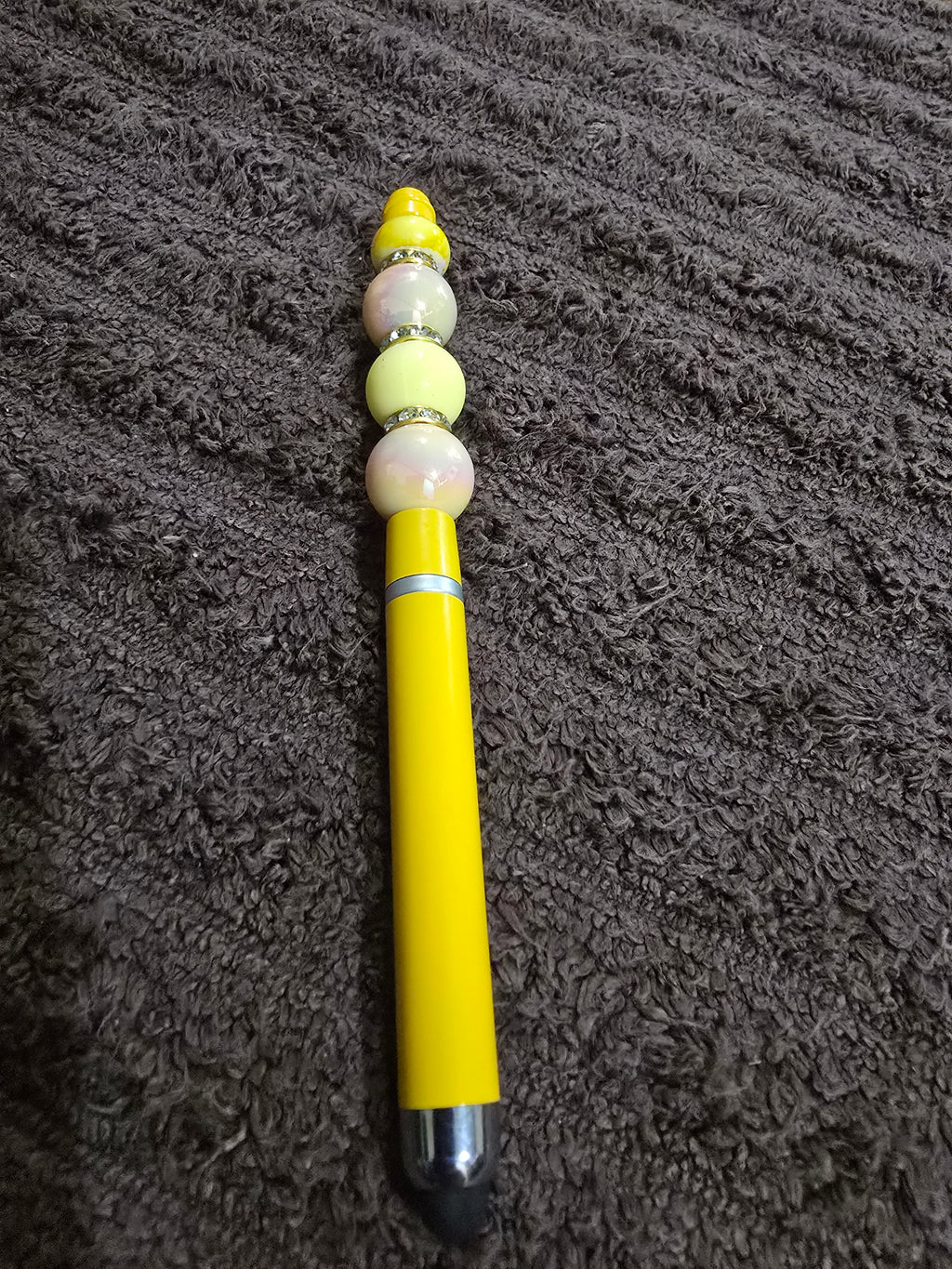 #33 Beaded "Yellow & Soft Pink Glam" Stylus/Ink Pen