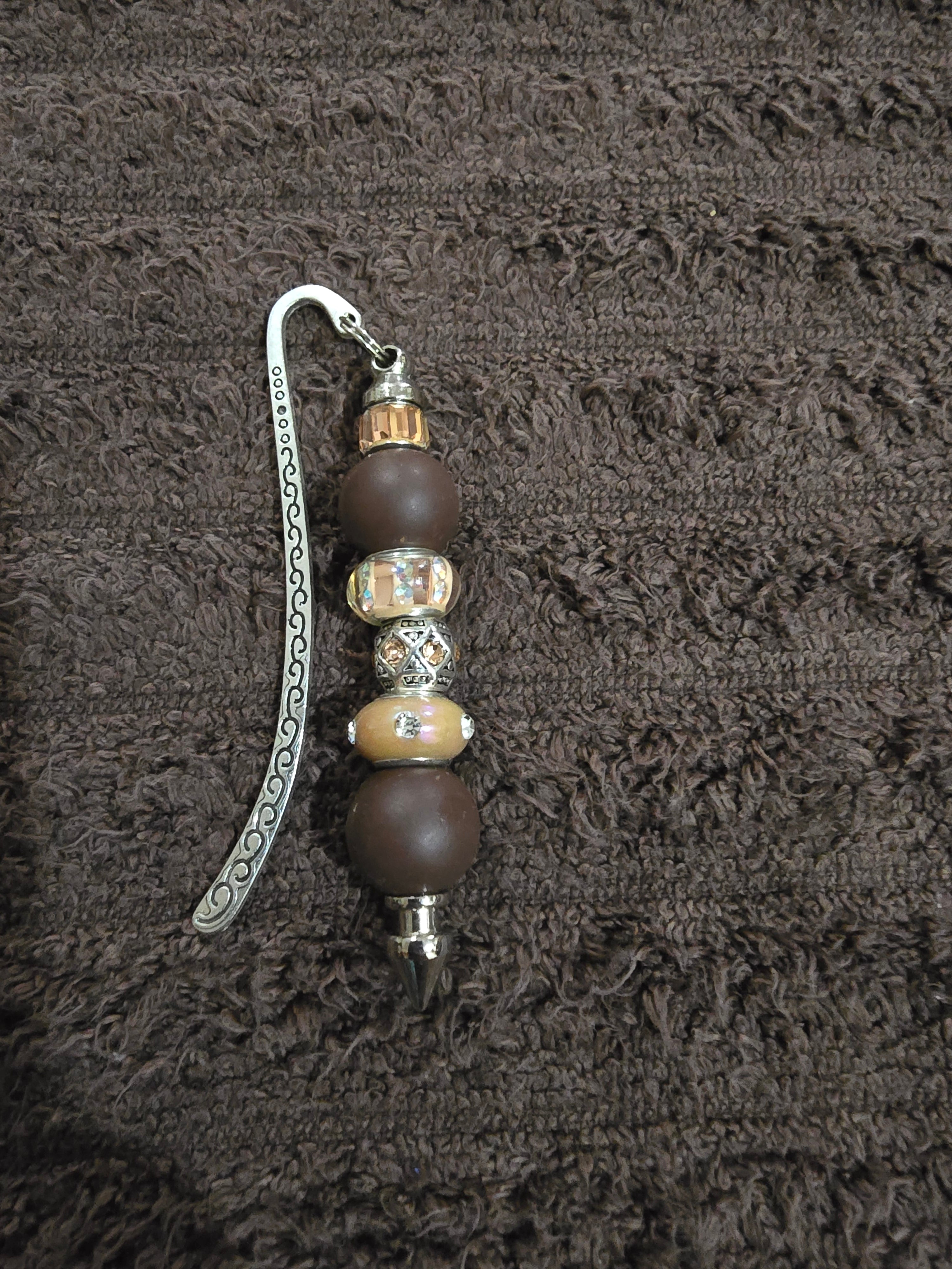 #03 Beaded "Brown & Cream" Bookmark