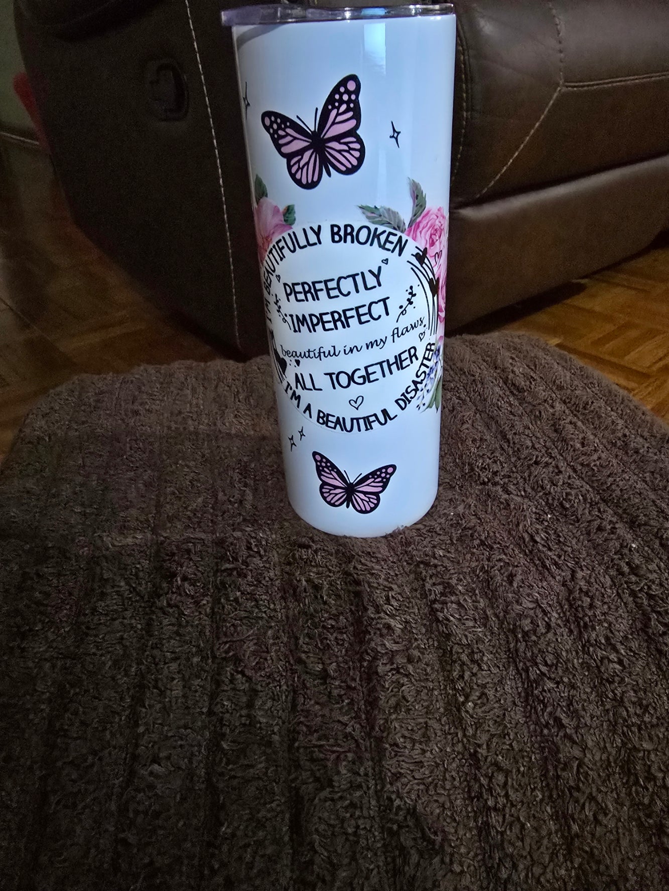 Tall Skinny 20oz Pink & White "MOM" Stainless-Steel Tumbler