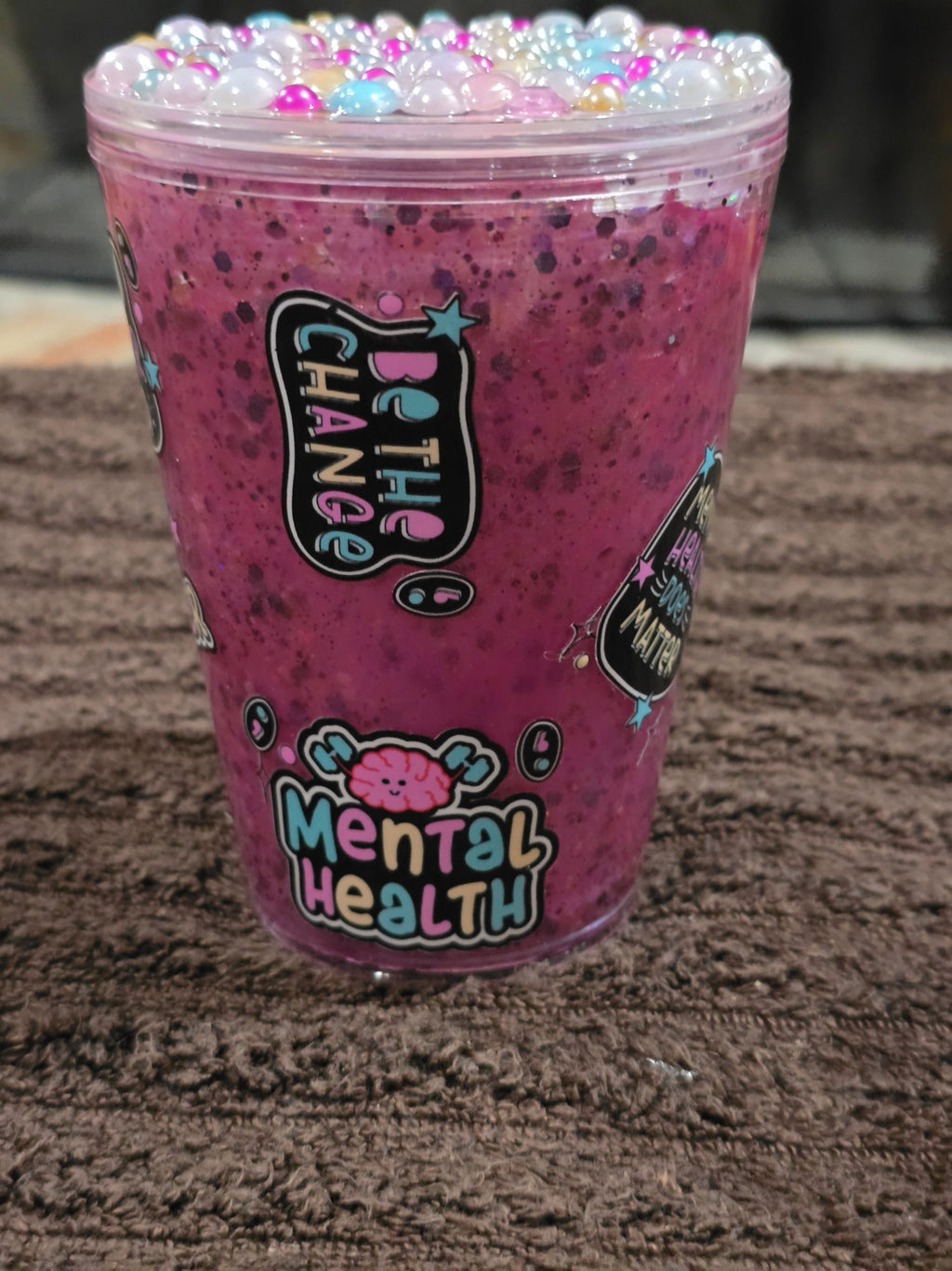 12oz Acrylic "Mental Health" Snow Globe Tumbler