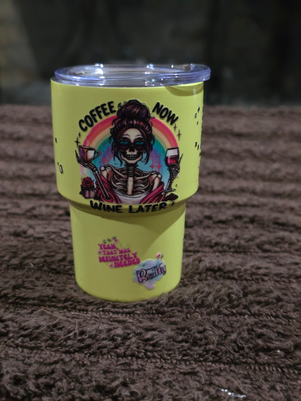 3oz "Coffee Now, Wine Later" Mini Stainless-Steel Tumbler