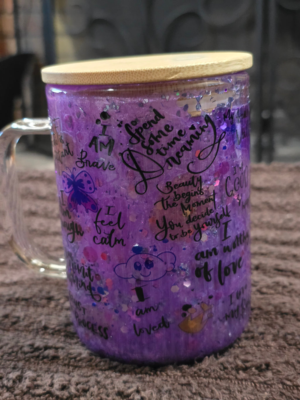 15oz "Purple Inspiration" Mug Snow Globe Tumbler