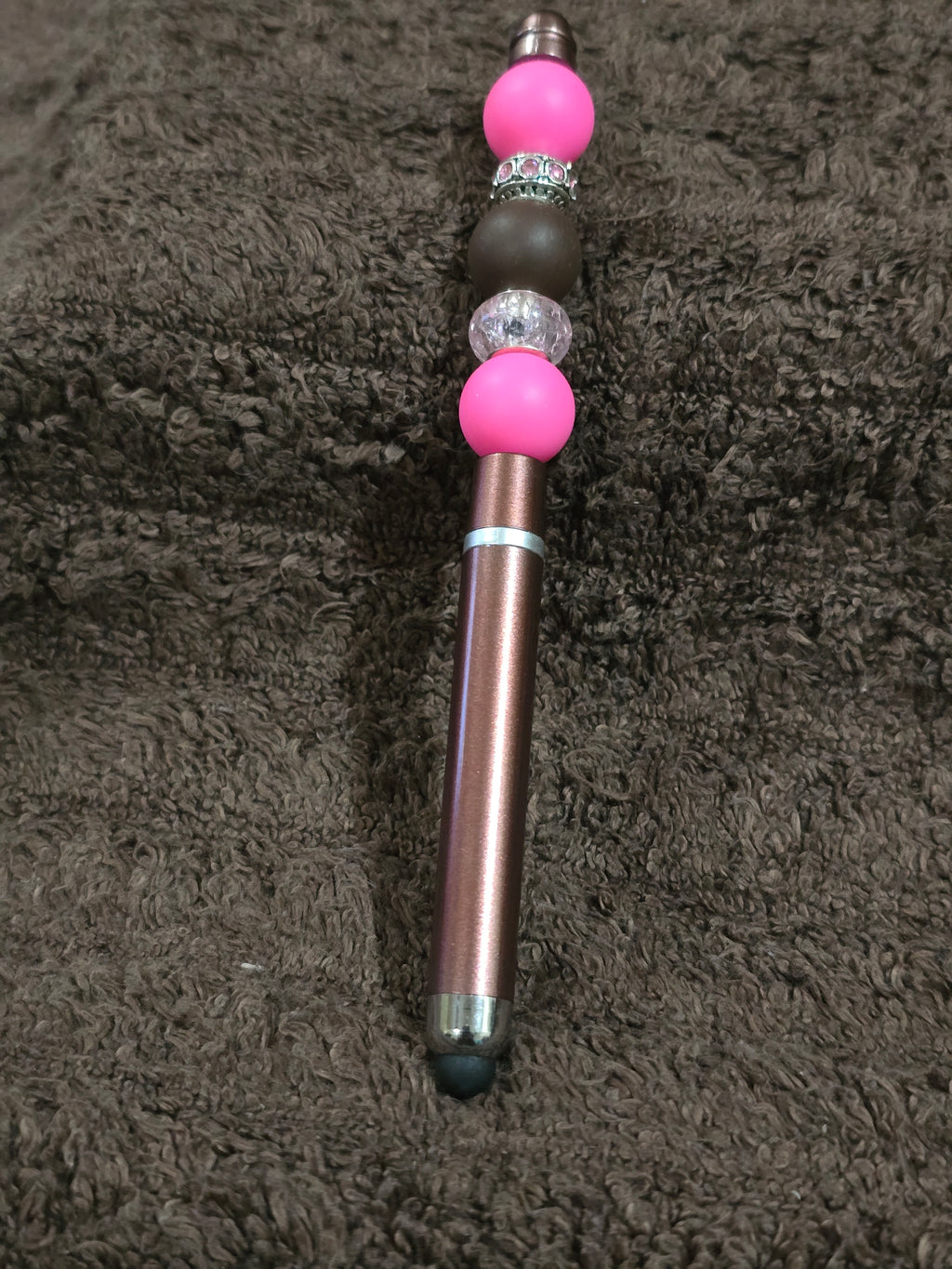 #6 Beaded "Pink & Brown" Stylus/Ink Pen