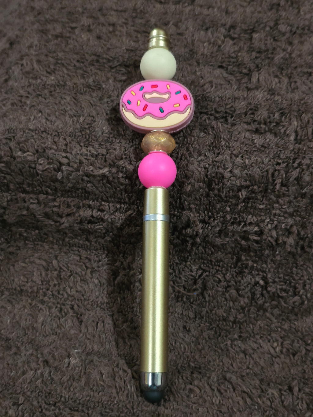 #1 Beaded "Pink Frosted Donut" Stylus/Ink Pen