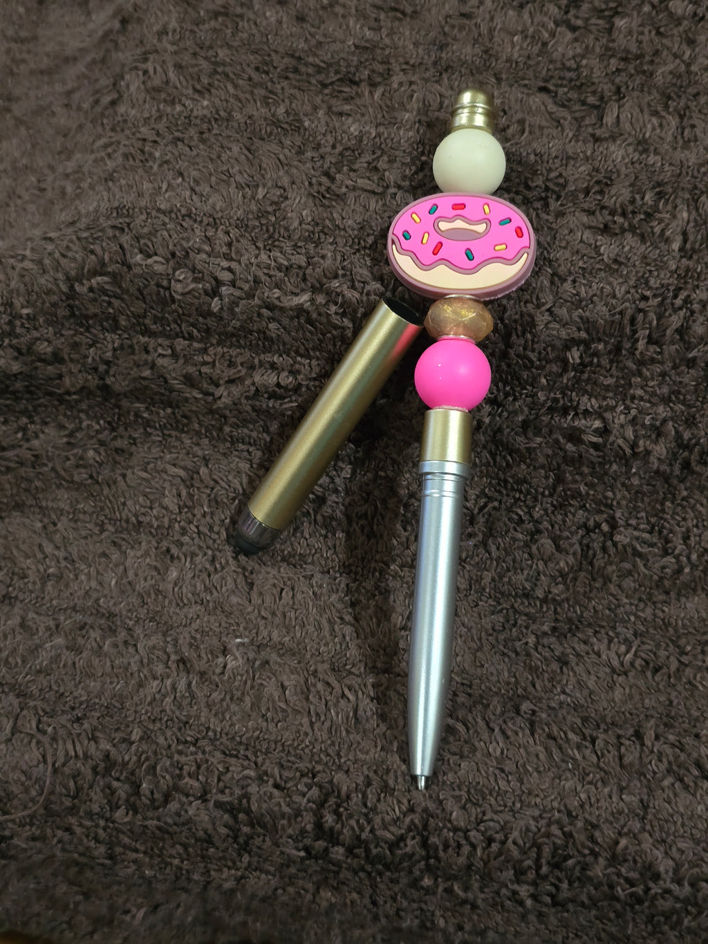 #1 Beaded "Pink Frosted Donut" Stylus/Ink Pen