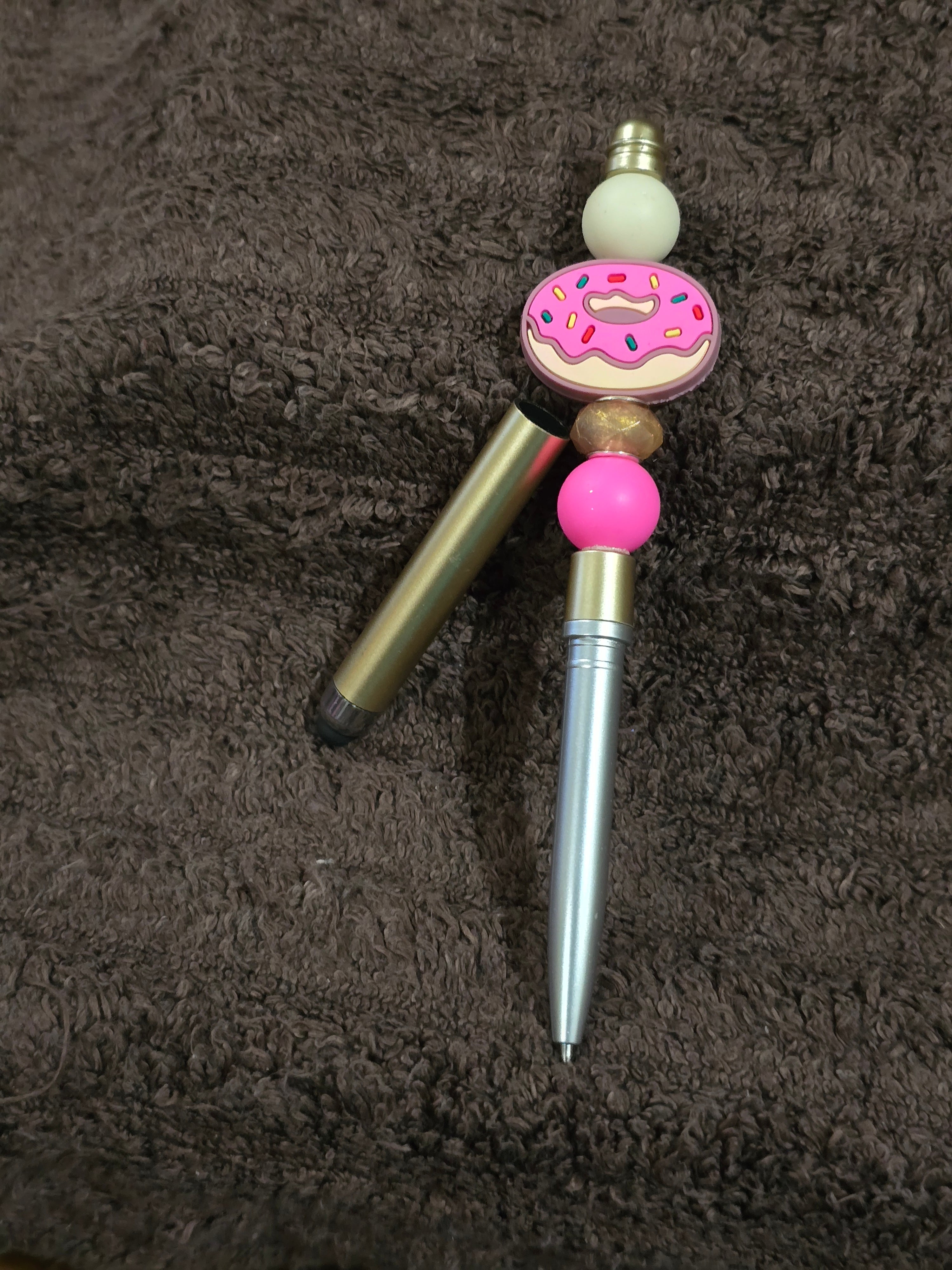 #1 Beaded "Pink Frosted Donut" Stylus/Ink Pen
