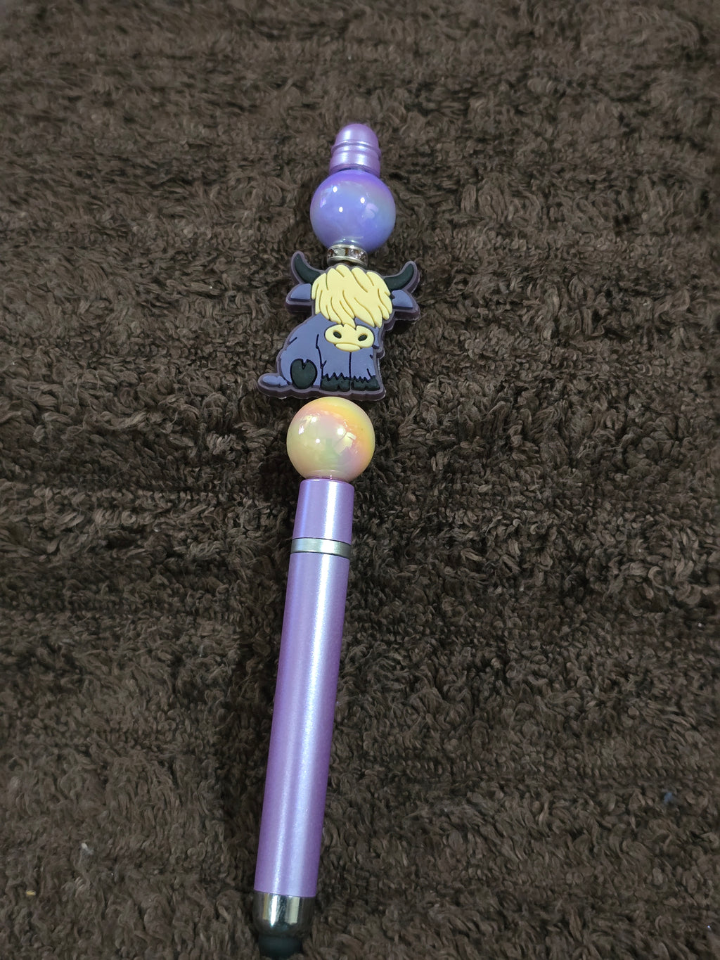 #12 Beaded "Purple Highland Cow" Stylus/Ink Pen