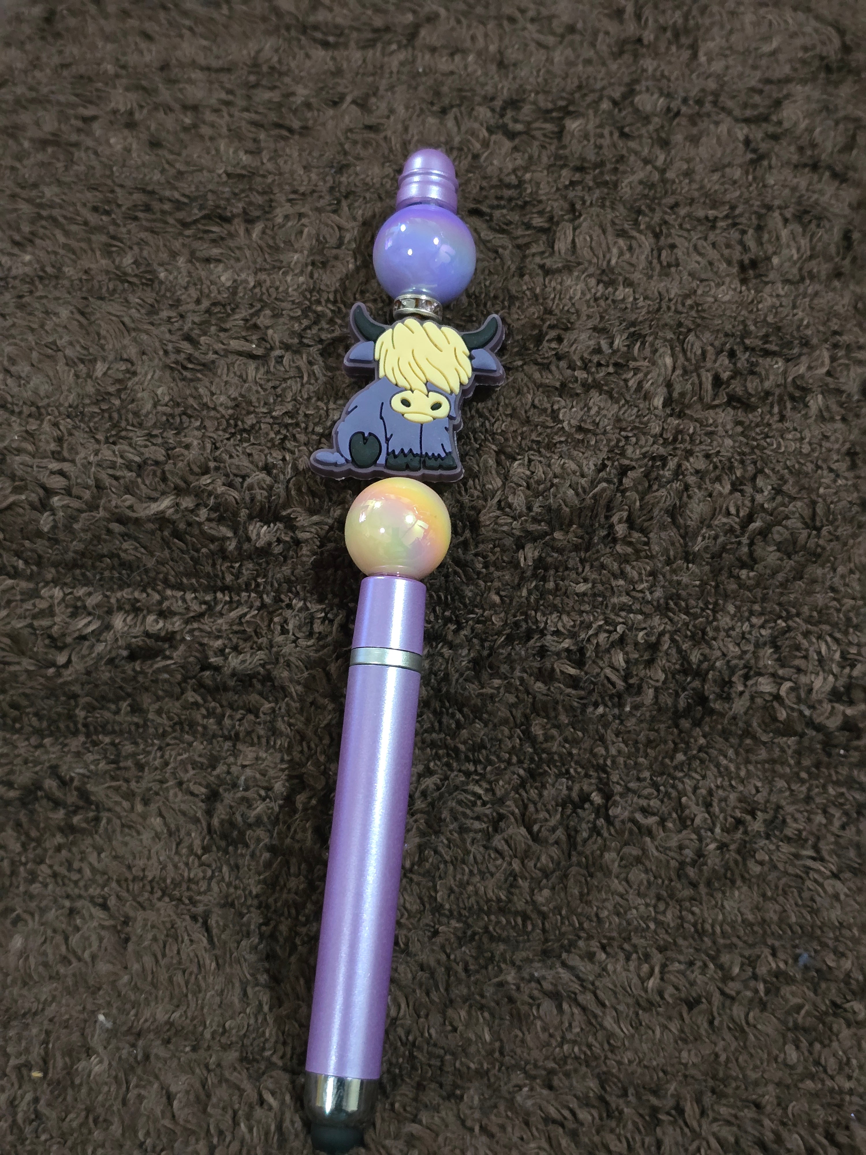 #12 Beaded "Purple Highland Cow" Stylus/Ink Pen