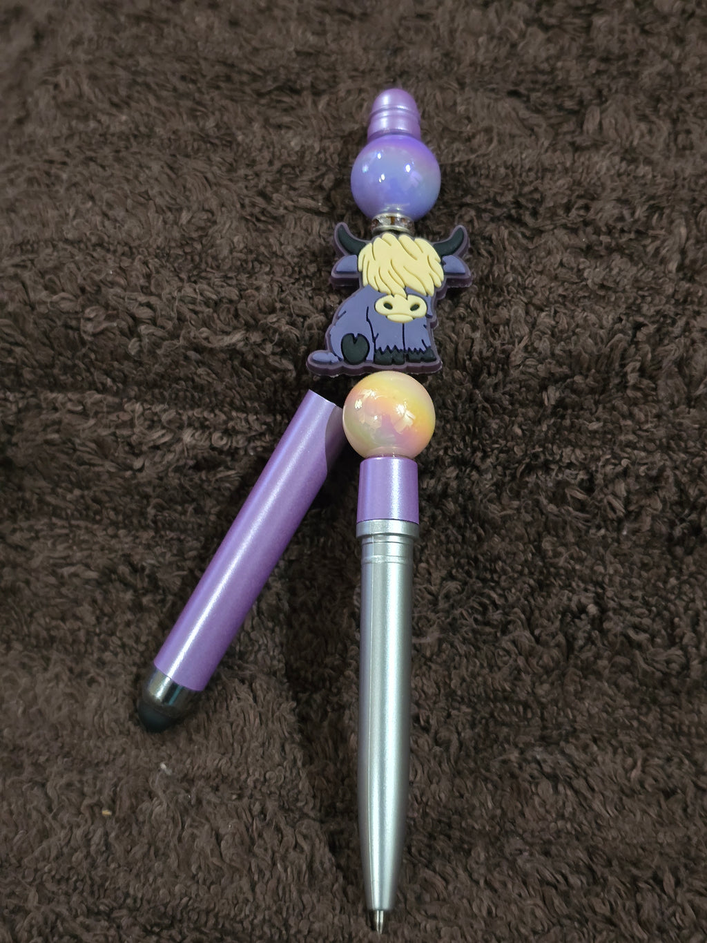 #12 Beaded "Purple Highland Cow" Stylus/Ink Pen