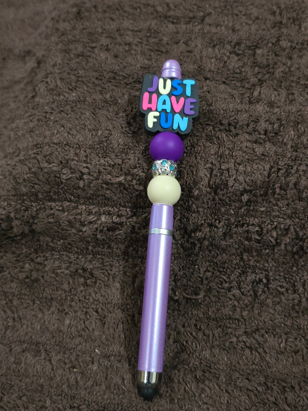 #13 Beaded "Just Have Fun" Stylus/Ink Pen