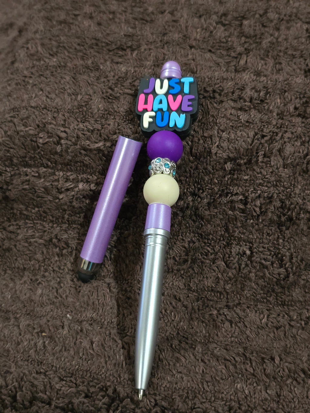 #13 Beaded "Just Have Fun" Stylus/Ink Pen