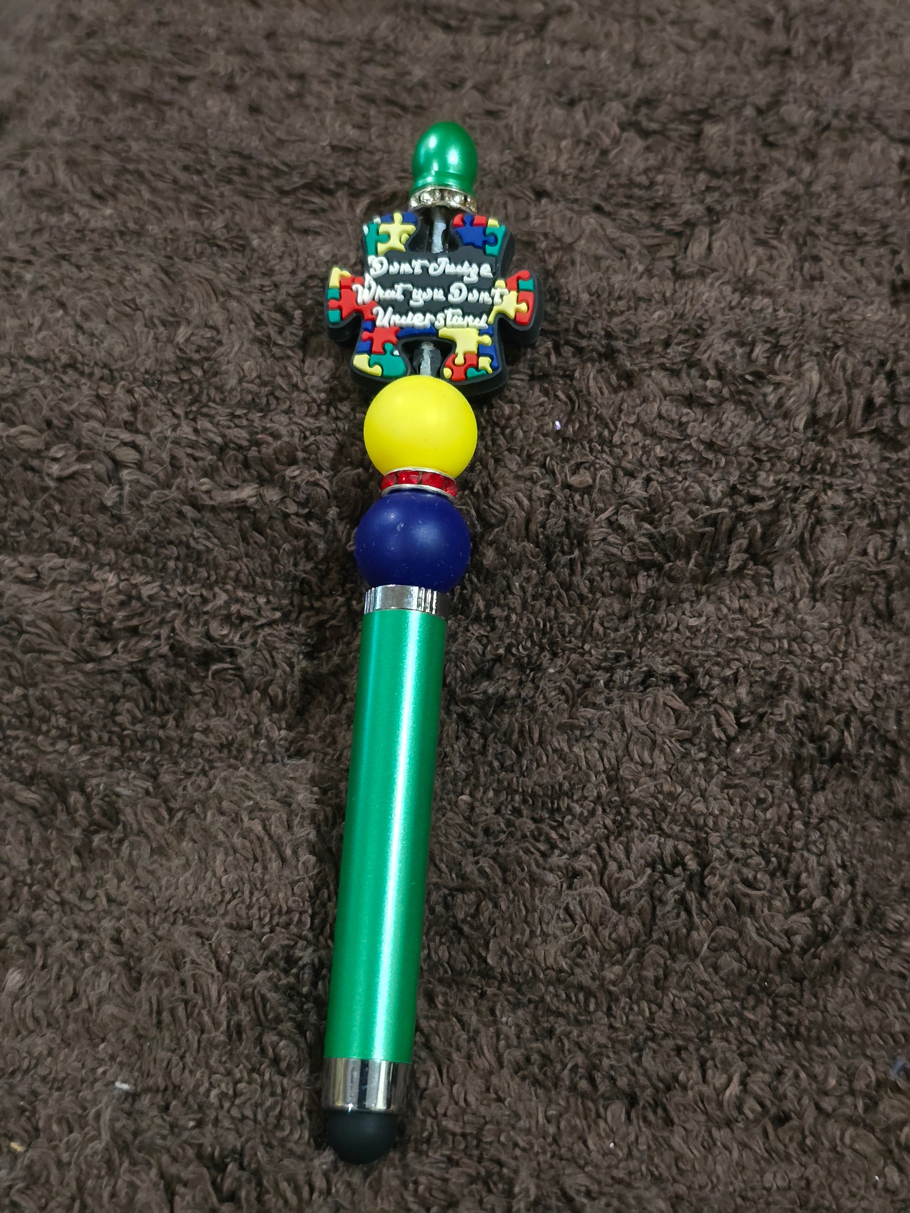 #26 Beaded "Autism, Don't Judge" Stylus/Ink Pen