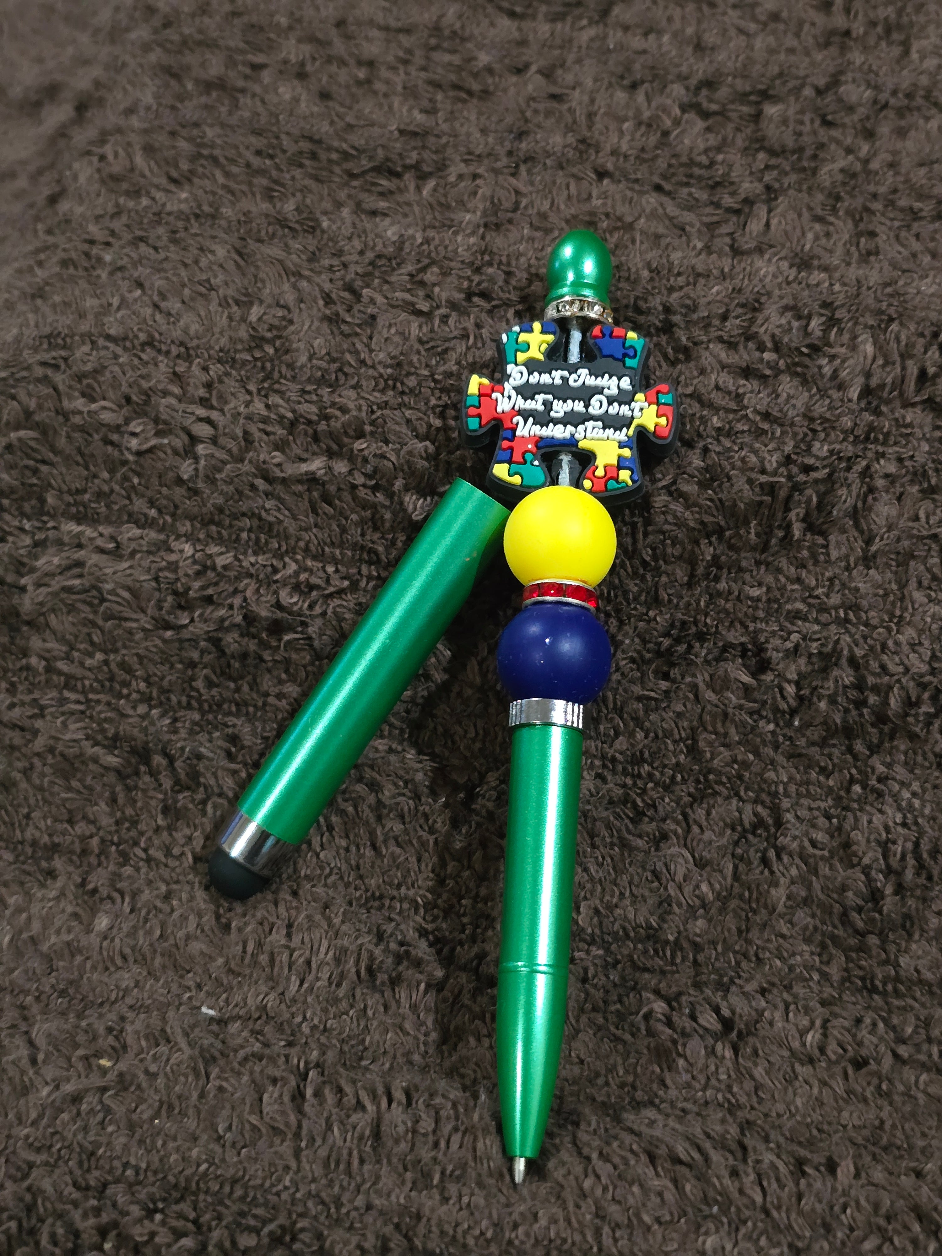 #26 Beaded "Autism, Don't Judge" Stylus/Ink Pen