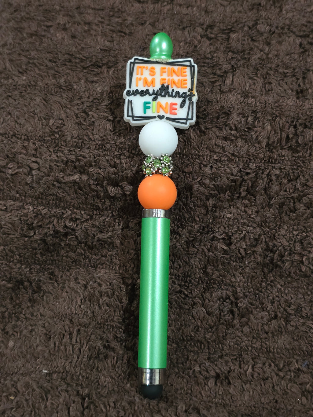 #27 Beaded "Everything's Fine" Stylus/Ink Pen