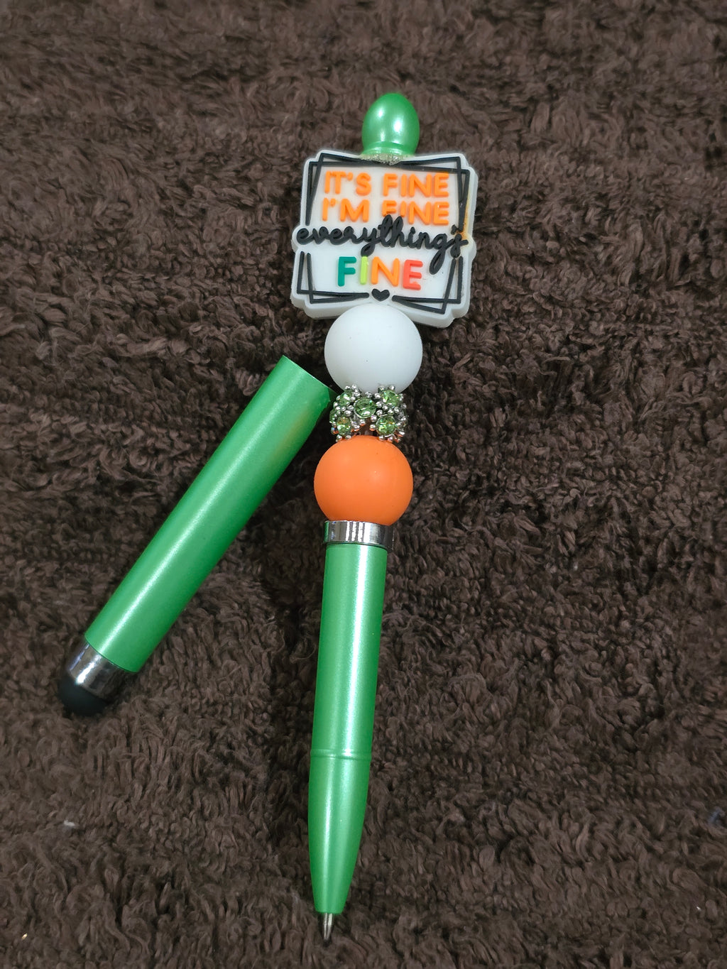 #27 Beaded "Everything's Fine" Stylus/Ink Pen