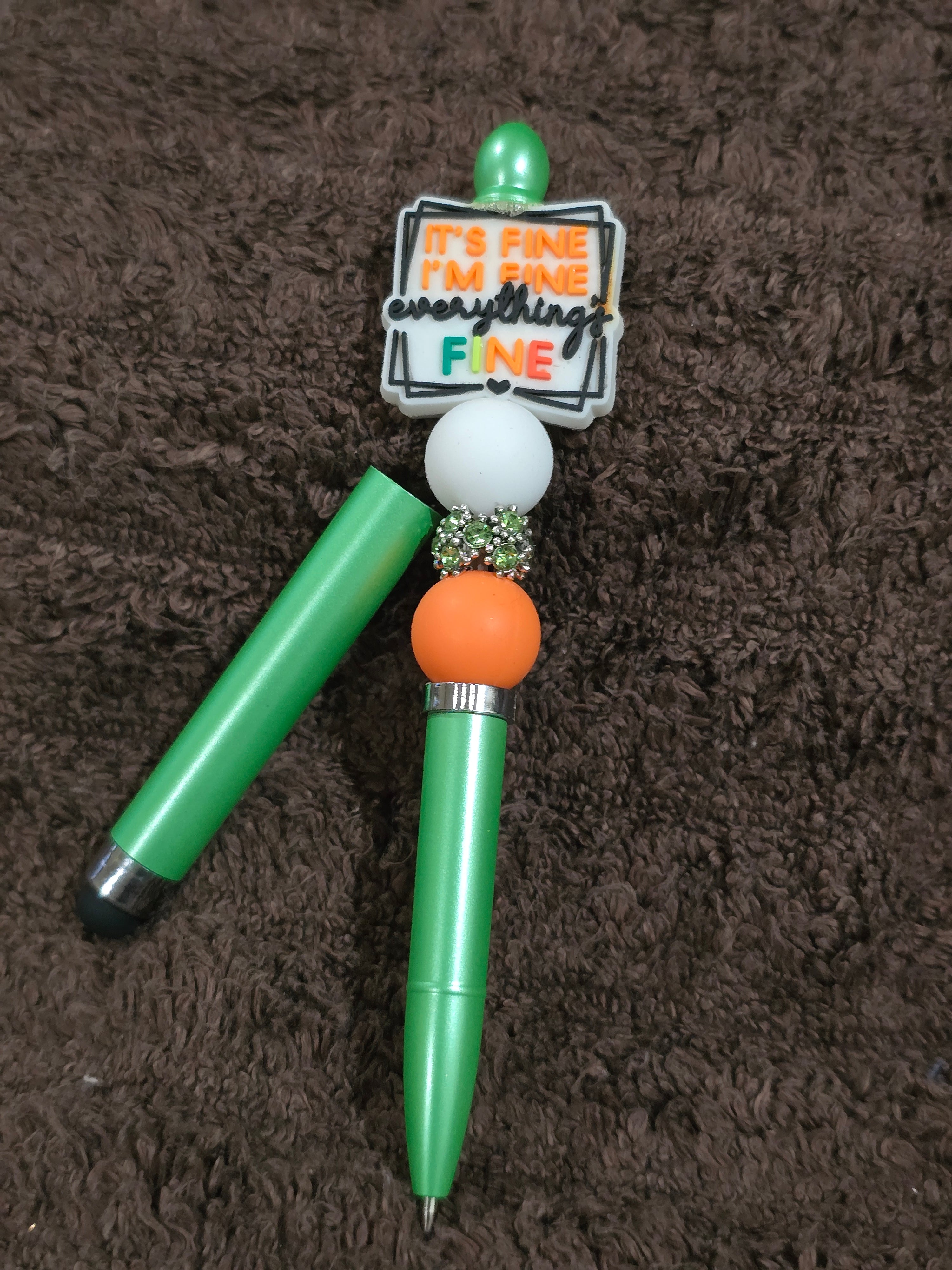 #27 Beaded "Everything's Fine" Stylus/Ink Pen