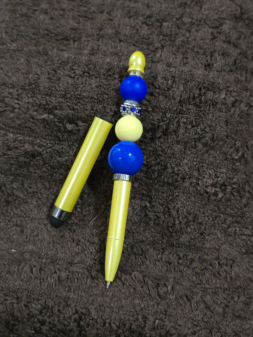 #28 Beaded "Yellow & Blue" Stylus/Ink Pen