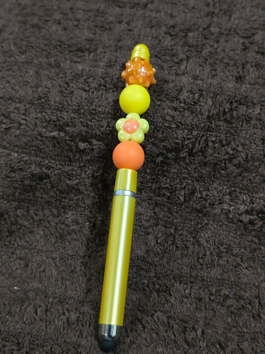 #29 Beaded "Yellow & Orange Flower" Stylus/Ink Pen