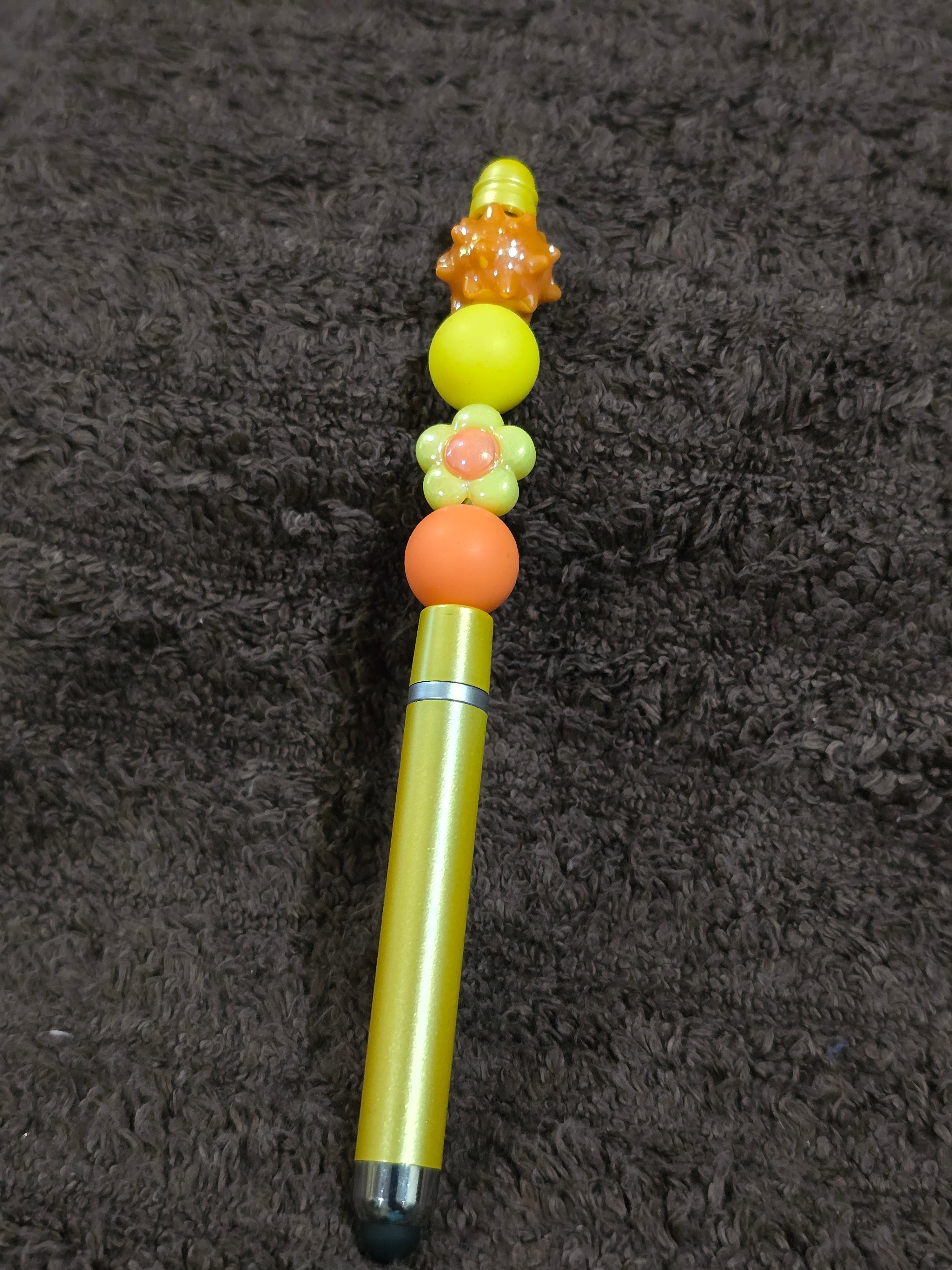 #29 Beaded "Yellow & Orange Flower" Stylus/Ink Pen