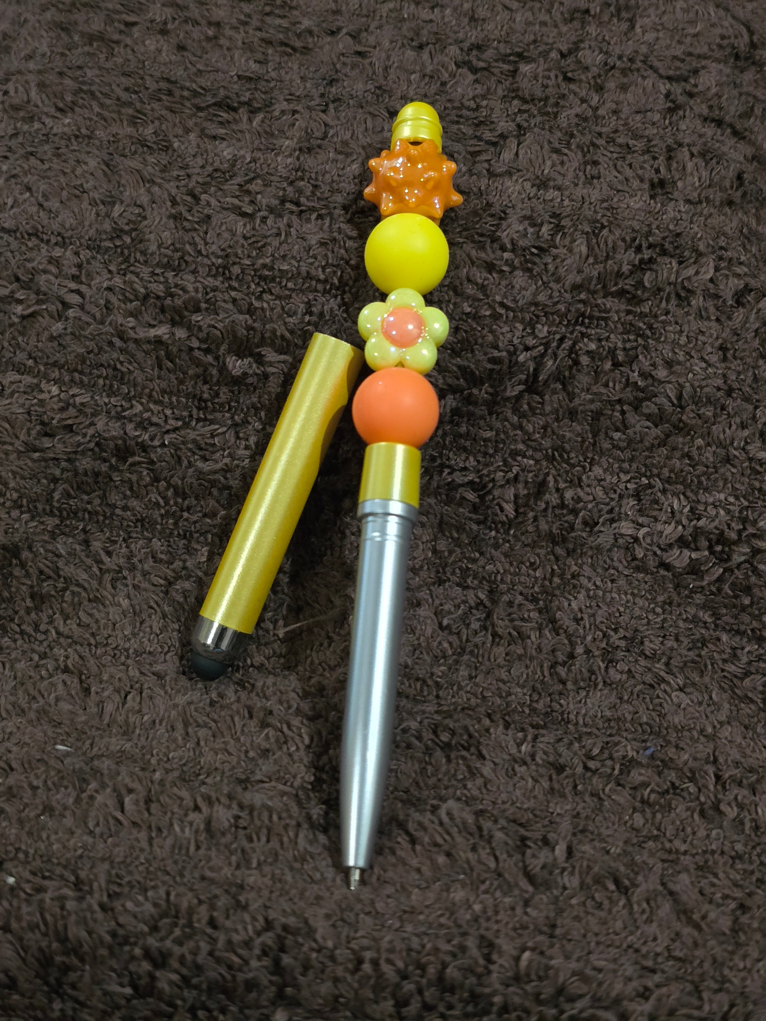 #29 Beaded "Yellow & Orange Flower" Stylus/Ink Pen