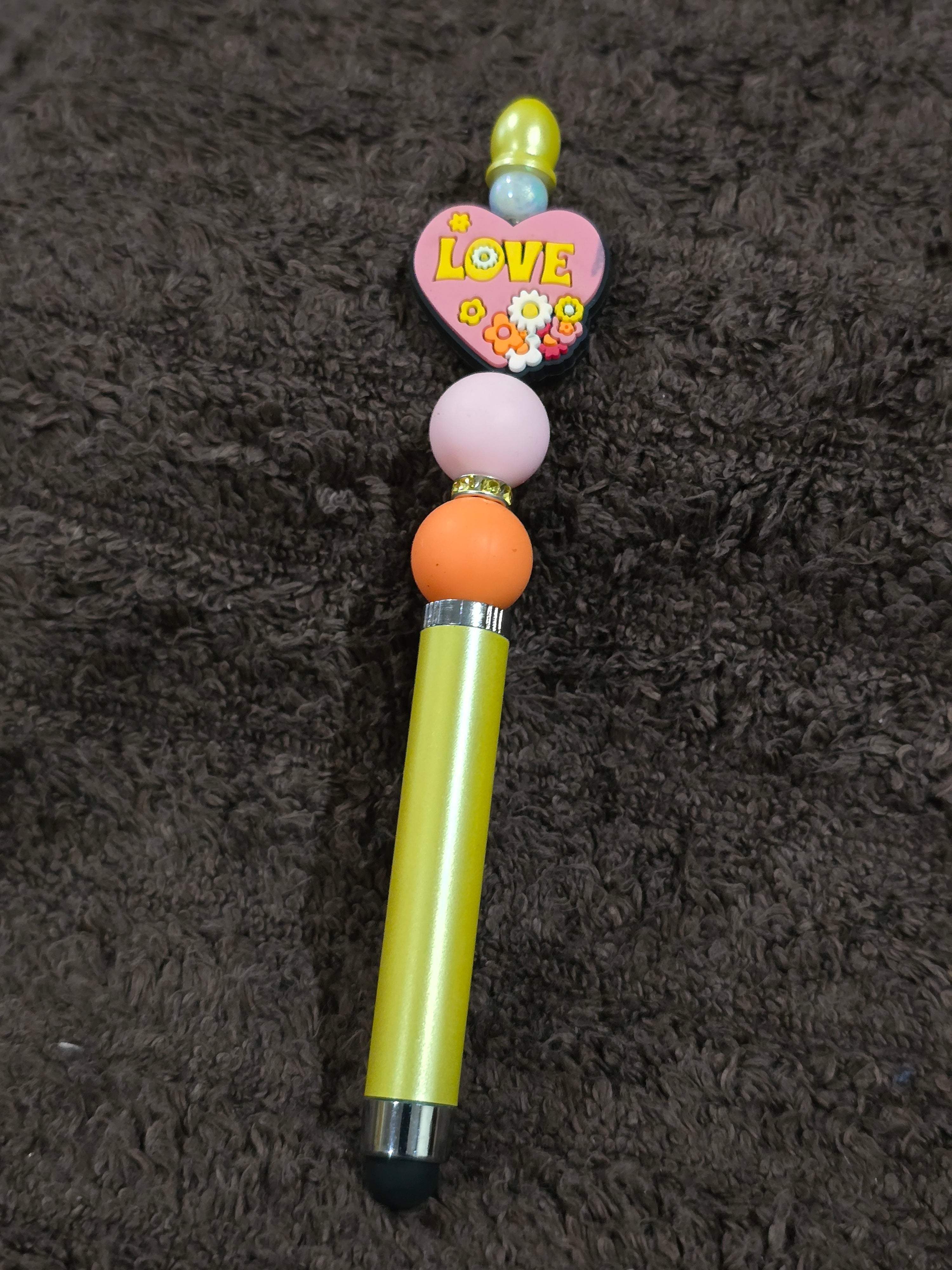 #30 Beaded "Pink, Orange & Yellow Love" Stylus/Ink Pen