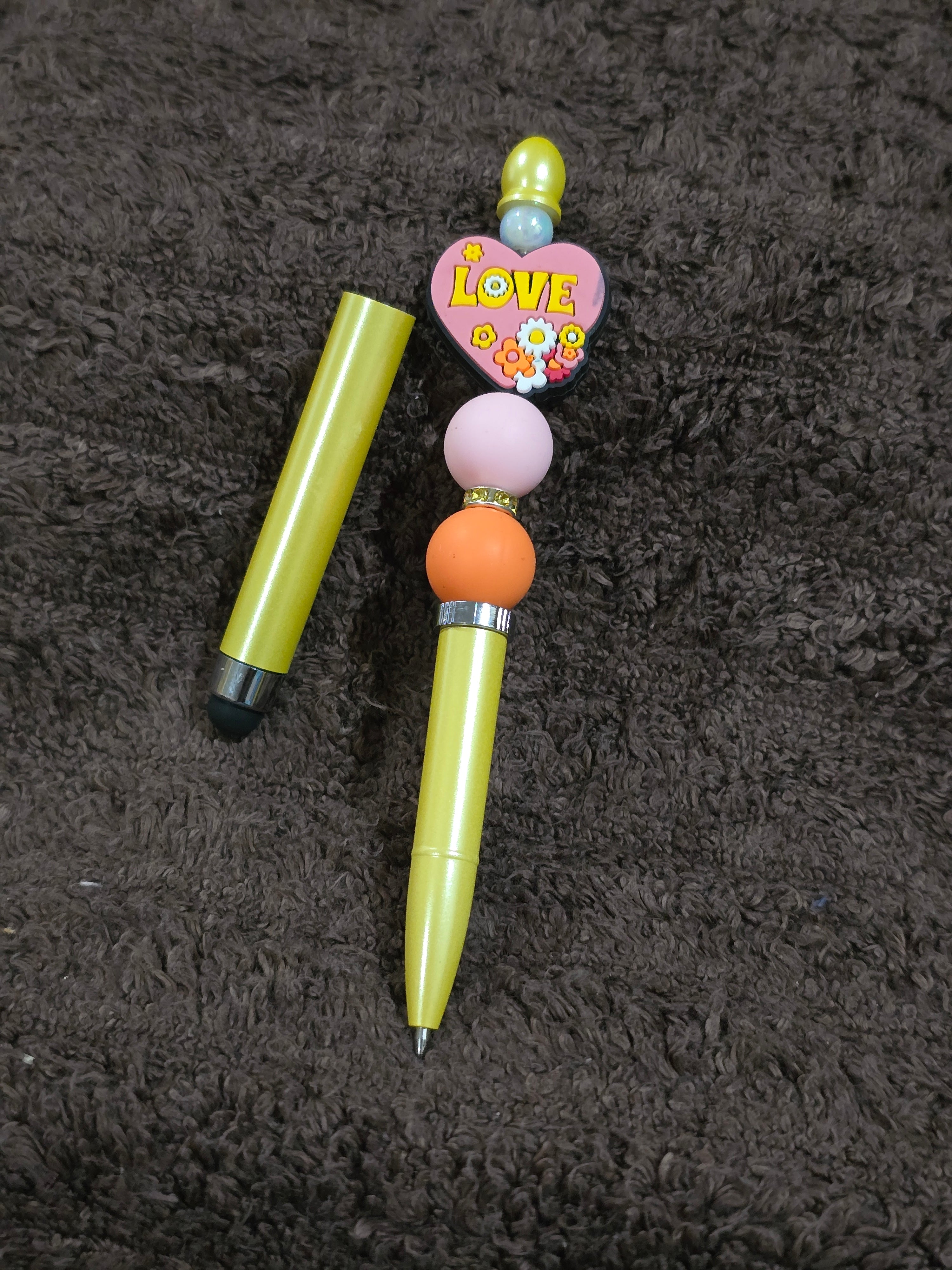 #30 Beaded "Pink, Orange & Yellow Love" Stylus/Ink Pen