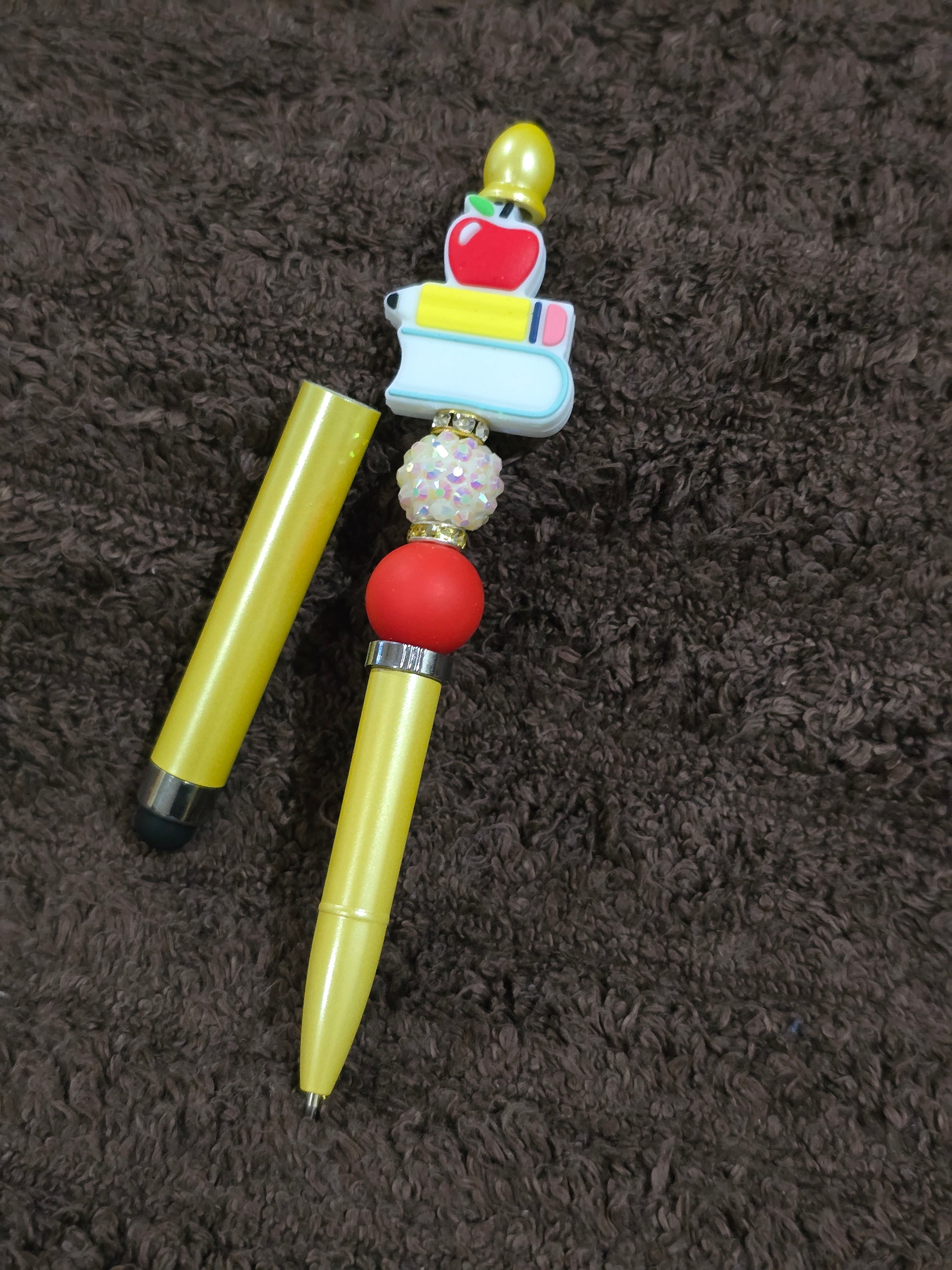 #32 Beaded "Apple & Books" Stylus/Ink Pen