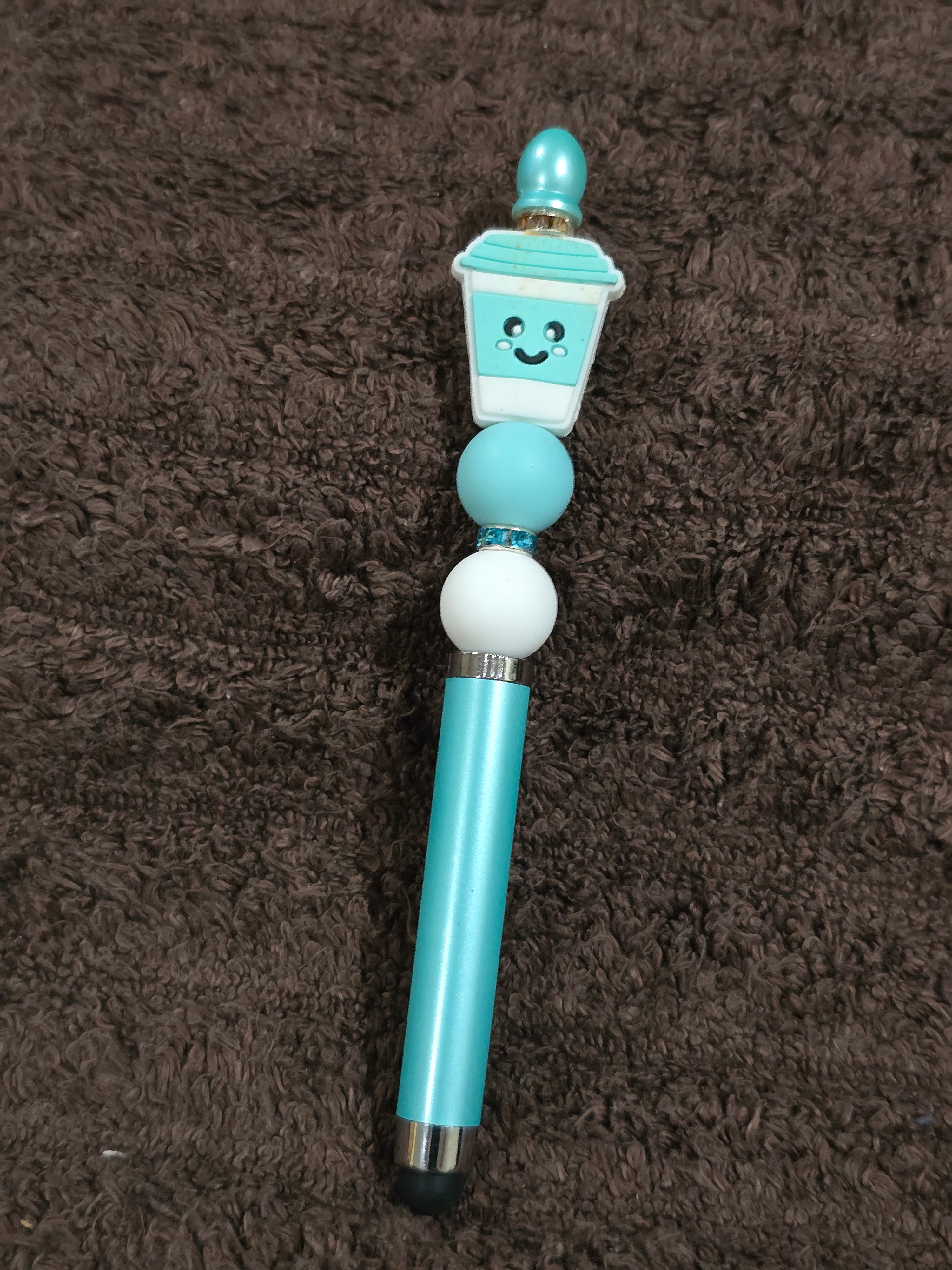 #35 Beaded "Happy Coffee Cup" Stylus/Ink Pen
