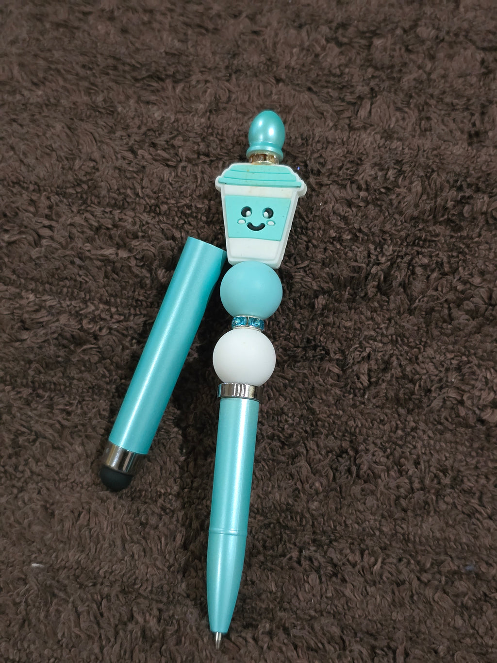 #35 Beaded "Happy Coffee Cup" Stylus/Ink Pen