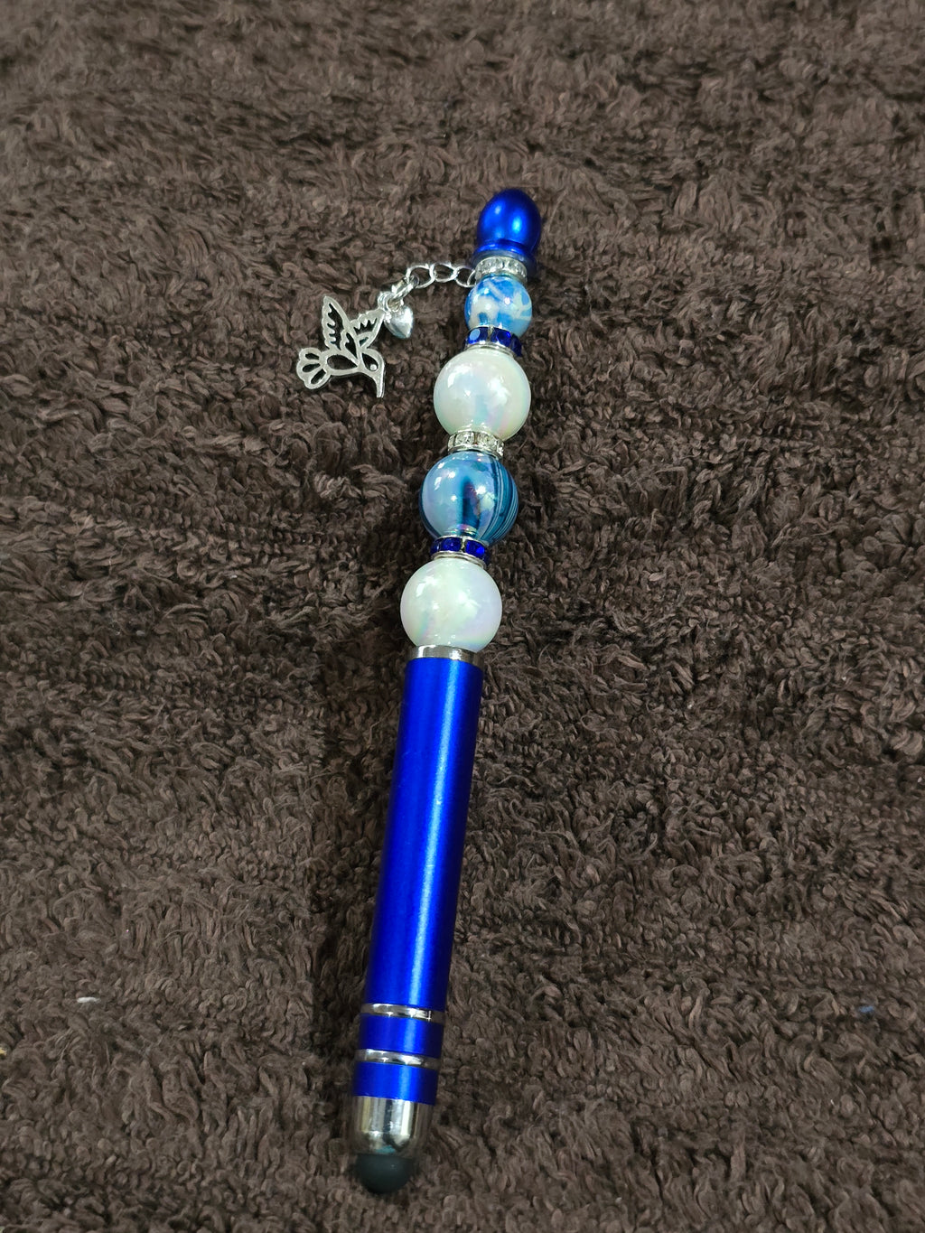 #37 Beaded "Blue and silver Eagle" Stylus/Ink Pen