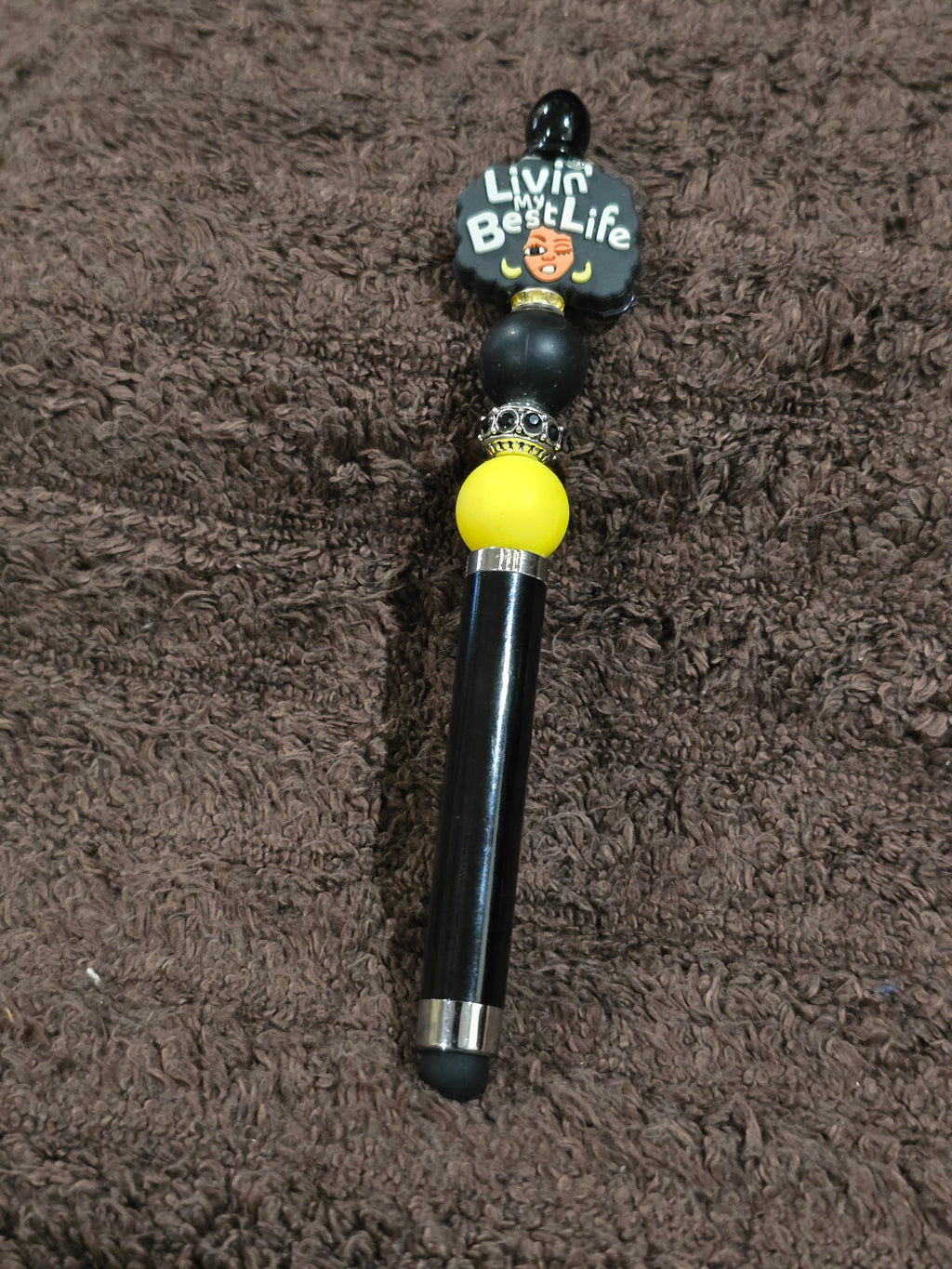 #39 Beaded "Livin' My Best Life" Stylus/Ink Pen