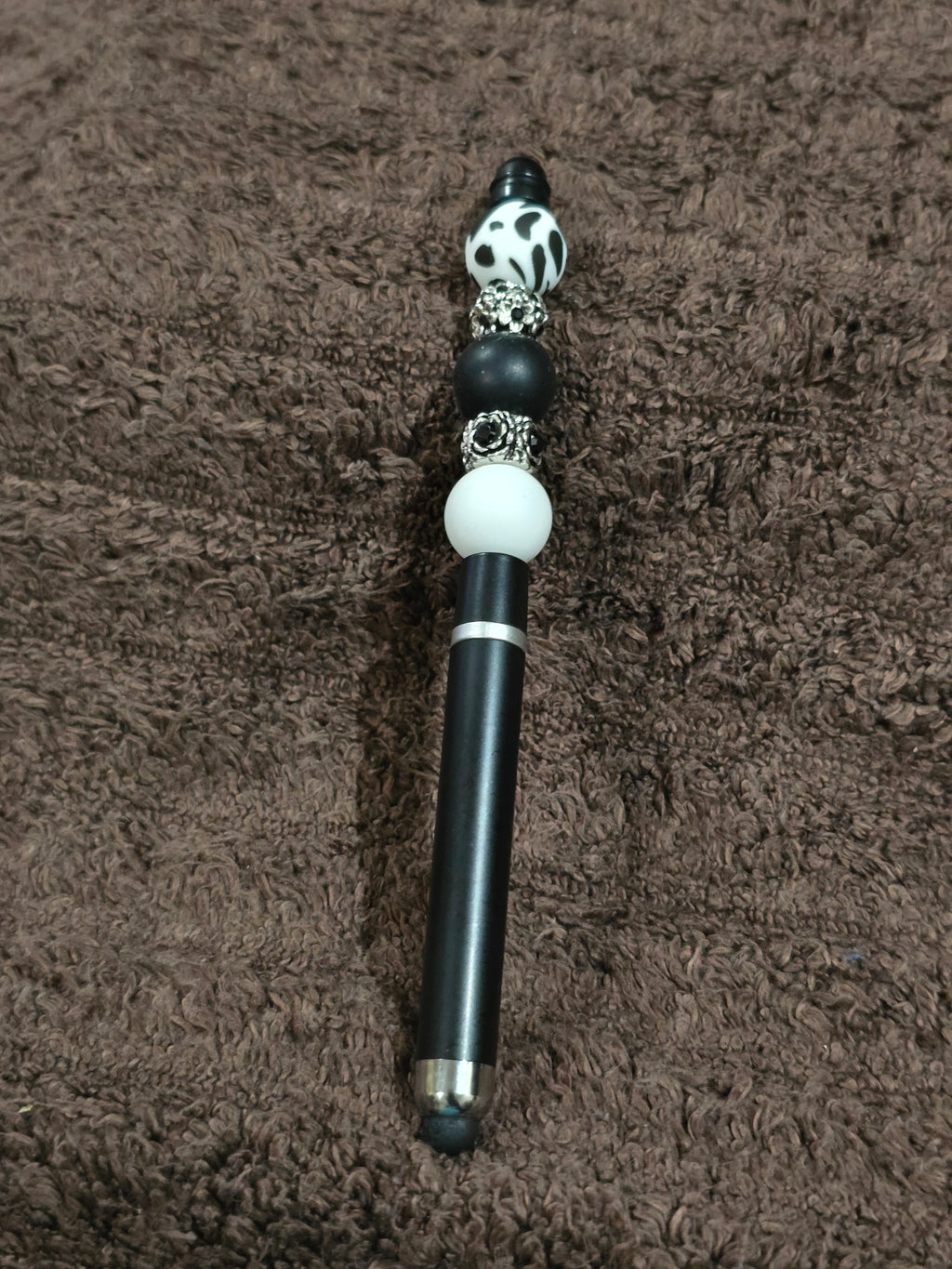 #42 Beaded "Black & White" Stylus/Ink Pen