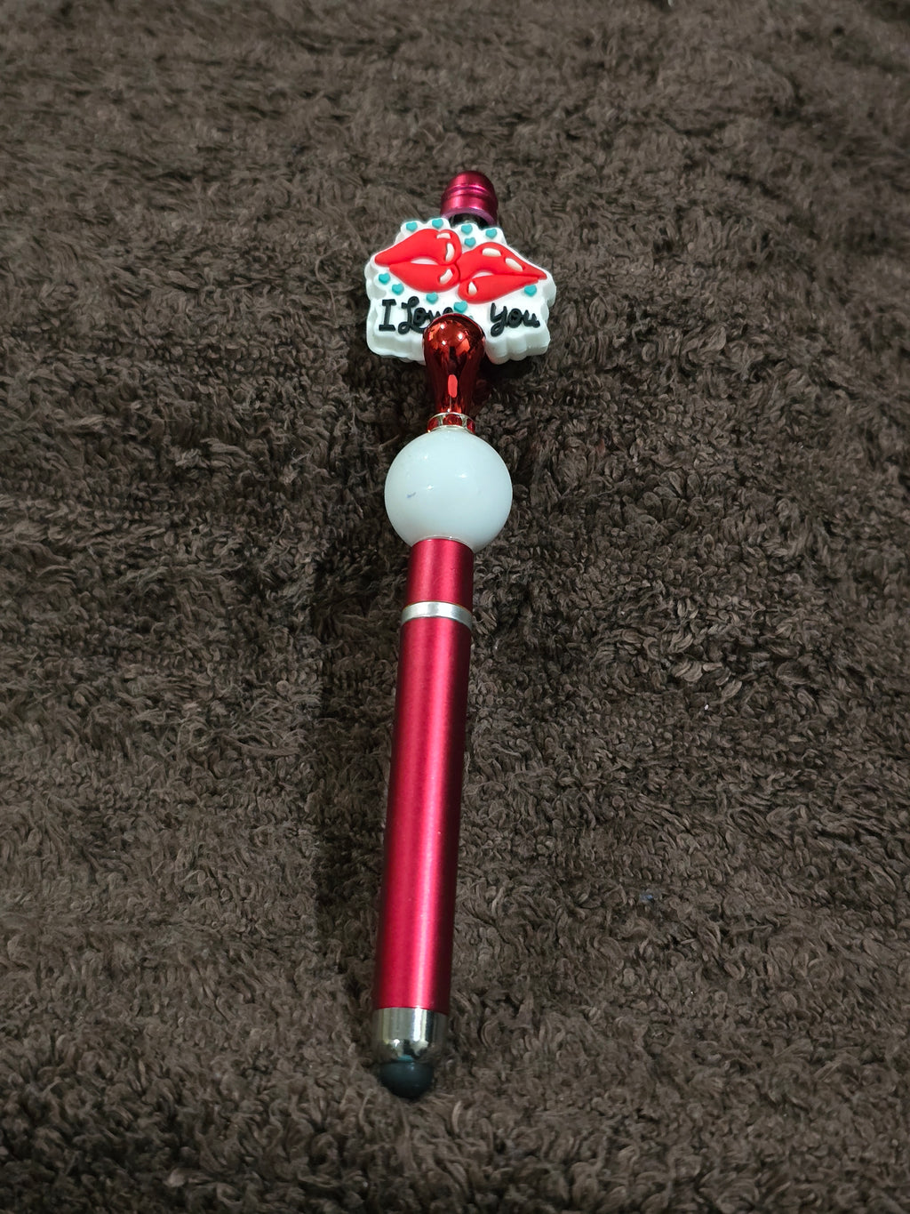 #47 Beaded "Red Lips" Stylus/Ink Pen