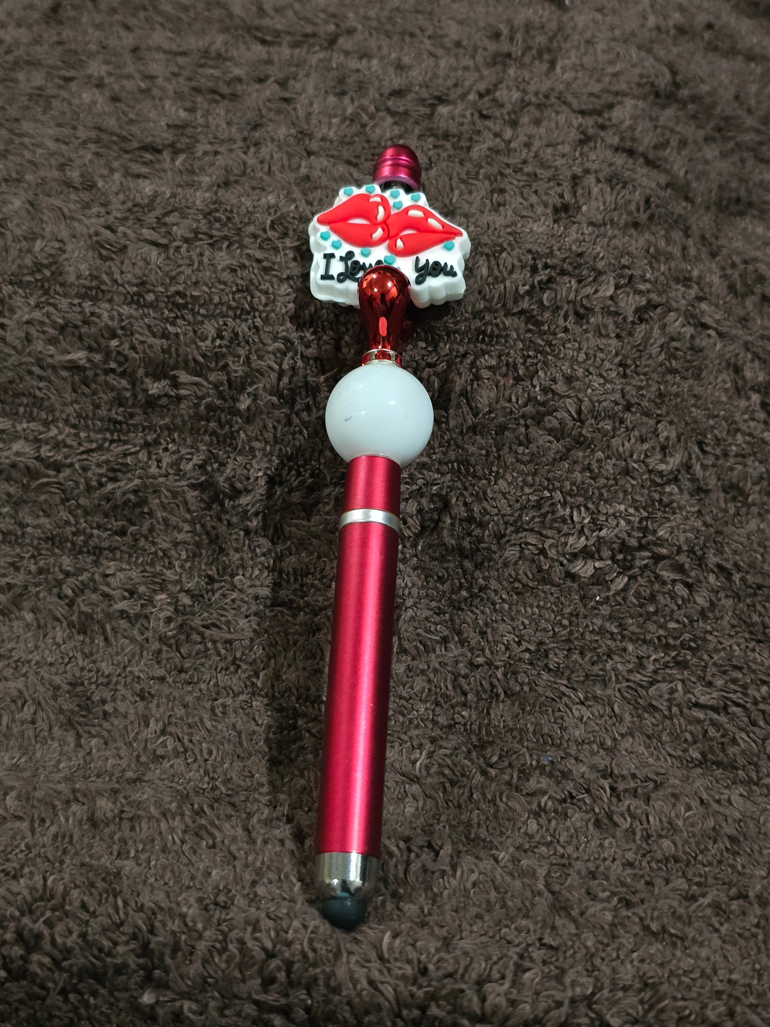 #47 Beaded "Red Lips" Stylus/Ink Pen