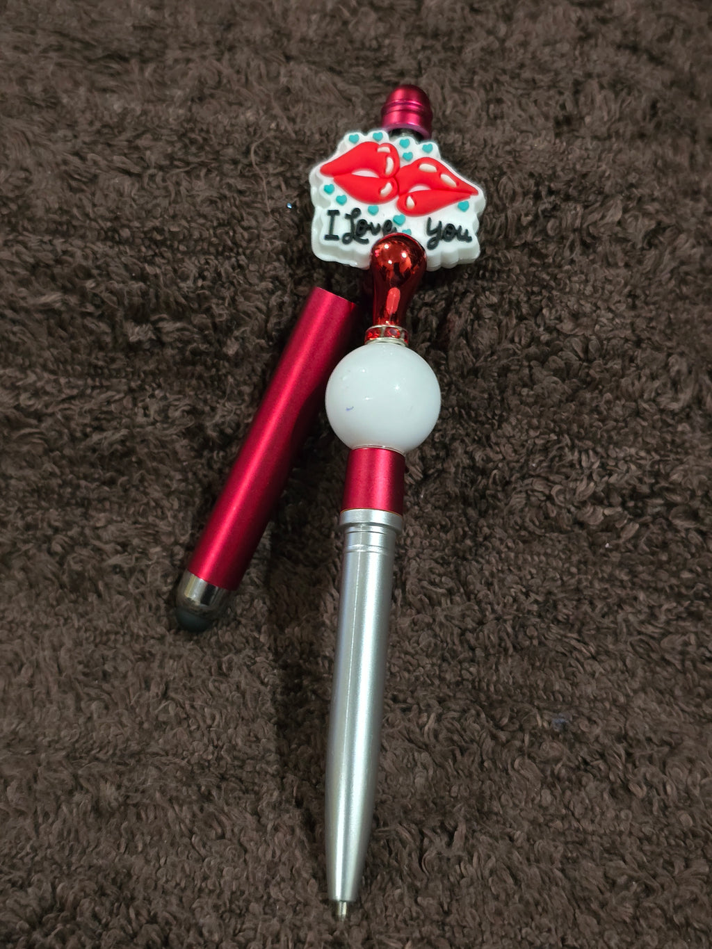 #47 Beaded "Red Lips" Stylus/Ink Pen