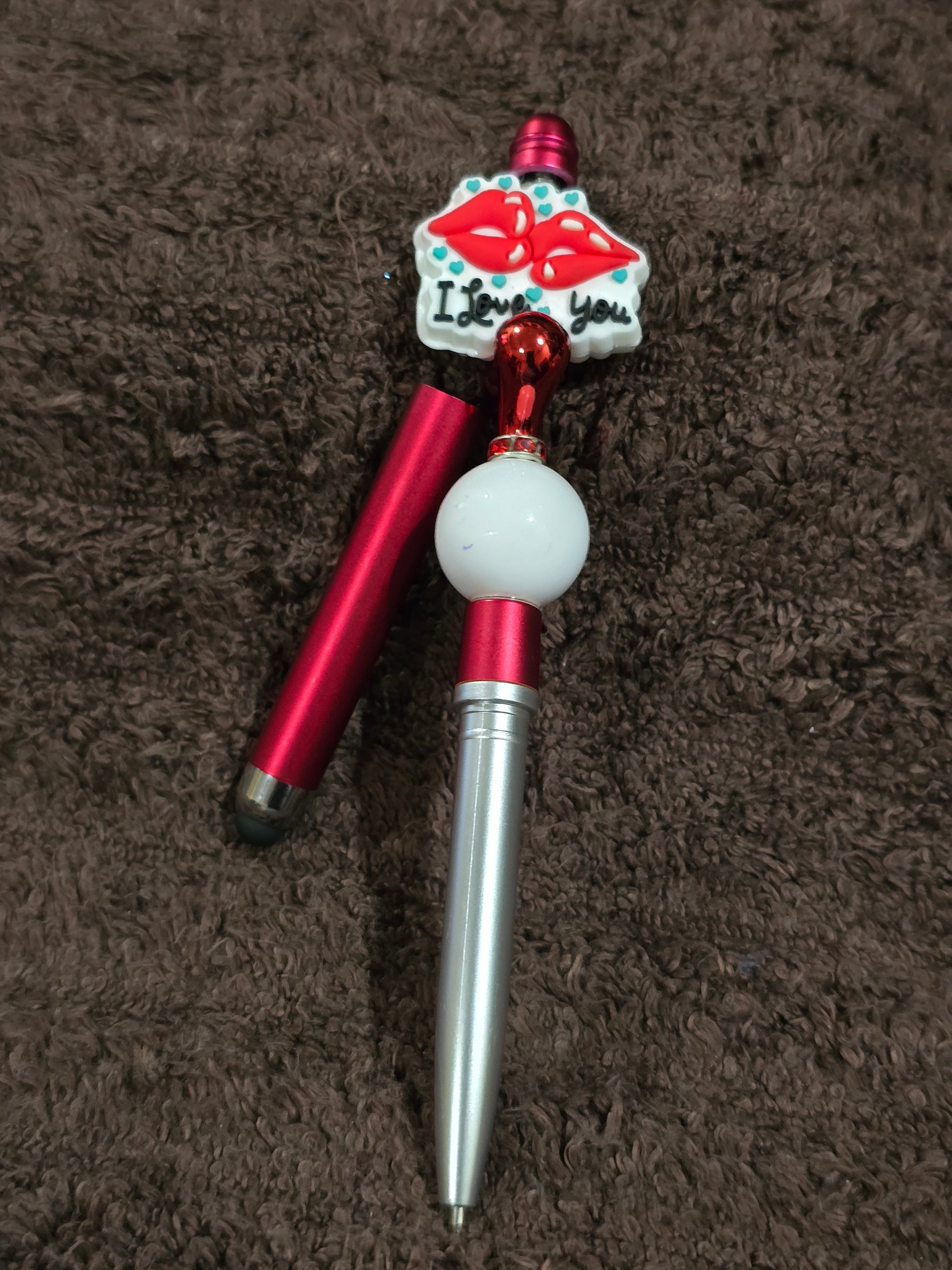 #47 Beaded "Red Lips" Stylus/Ink Pen