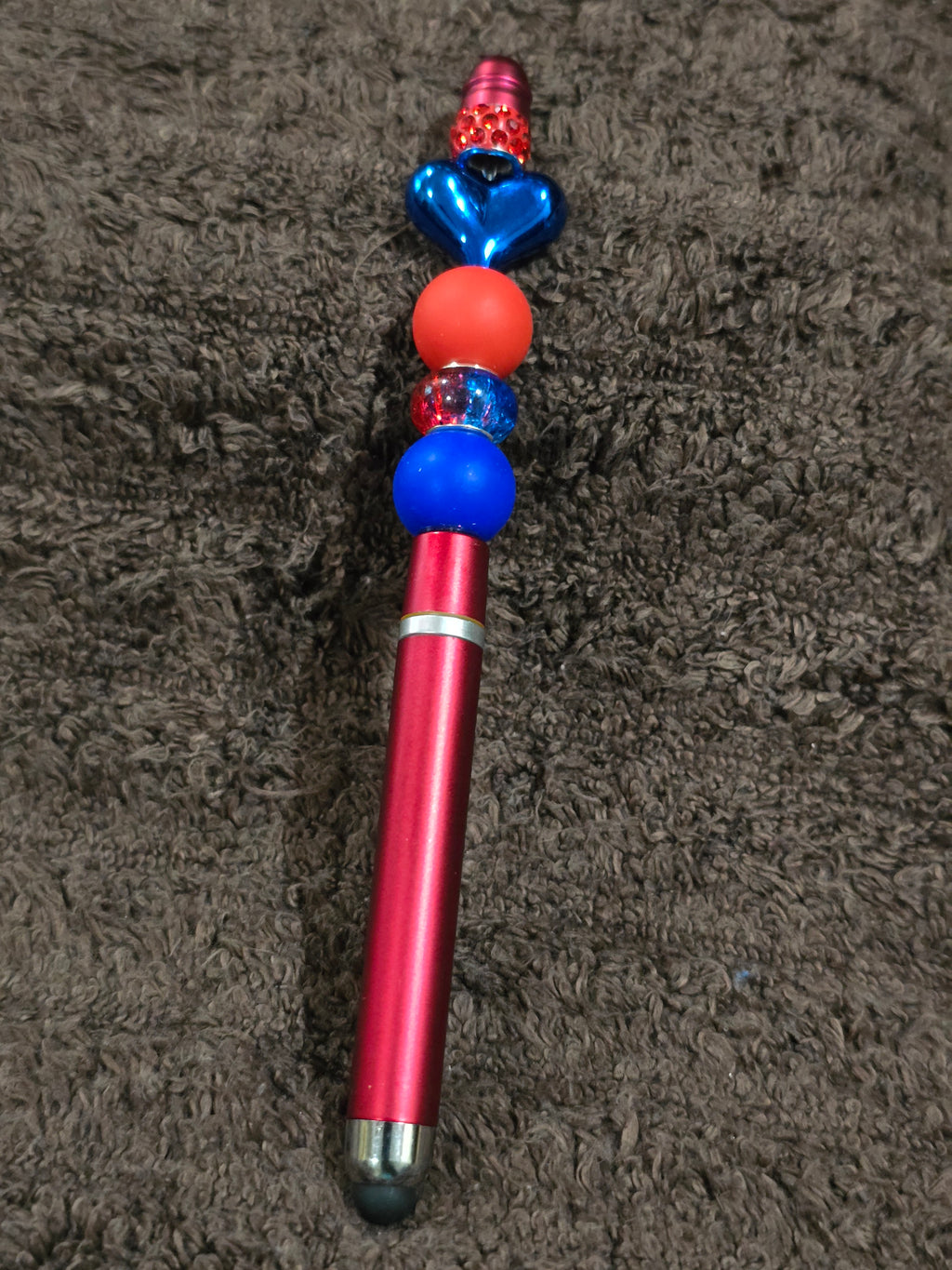 #51 Beaded "Blue Heart" Stylus/Ink Pen